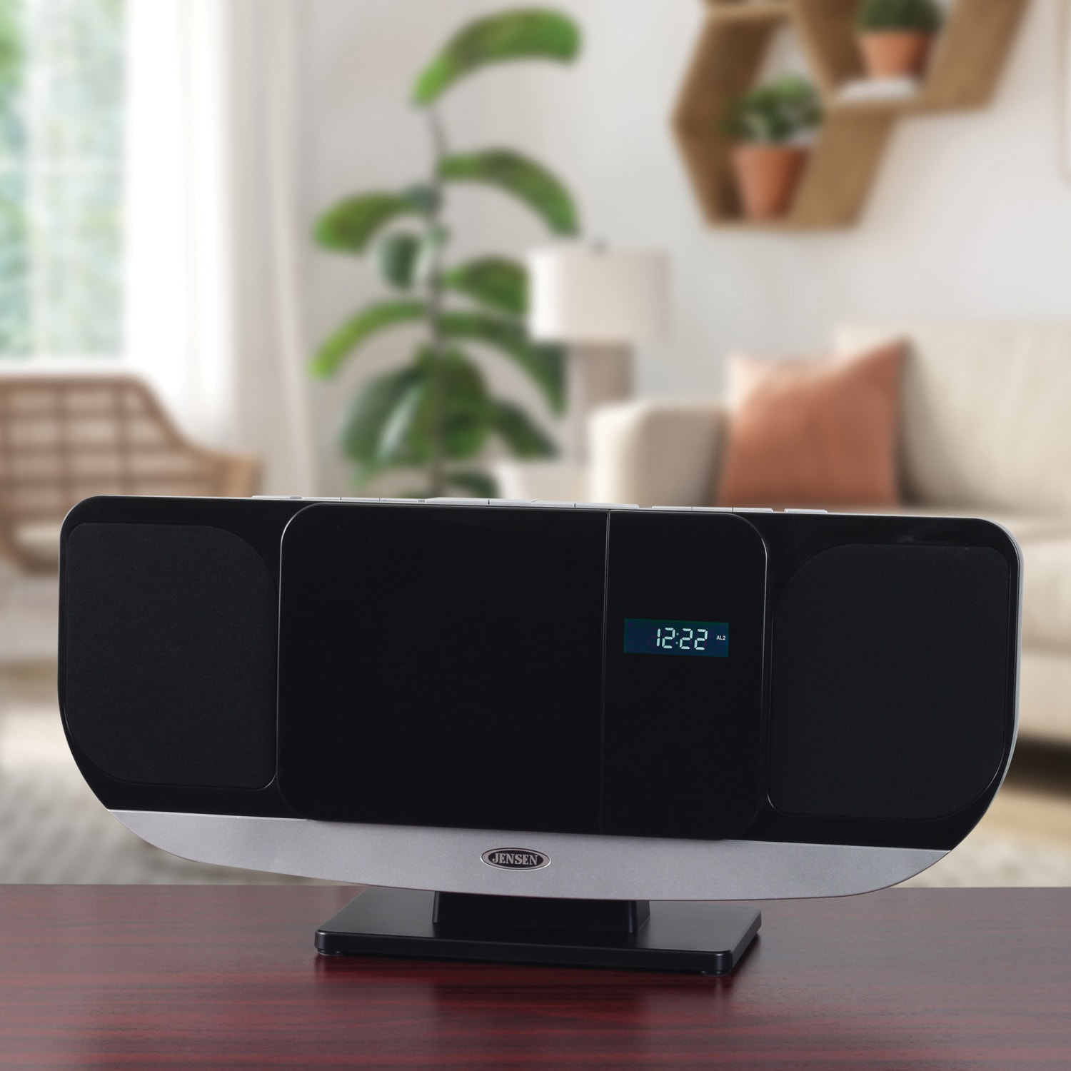 JENSEN Bluetooth JBS-215 Wall-Mountable Music System With CD Player And FM Radio, 9.1inH x 19.6inW x 4.9inD, Black - Image 5