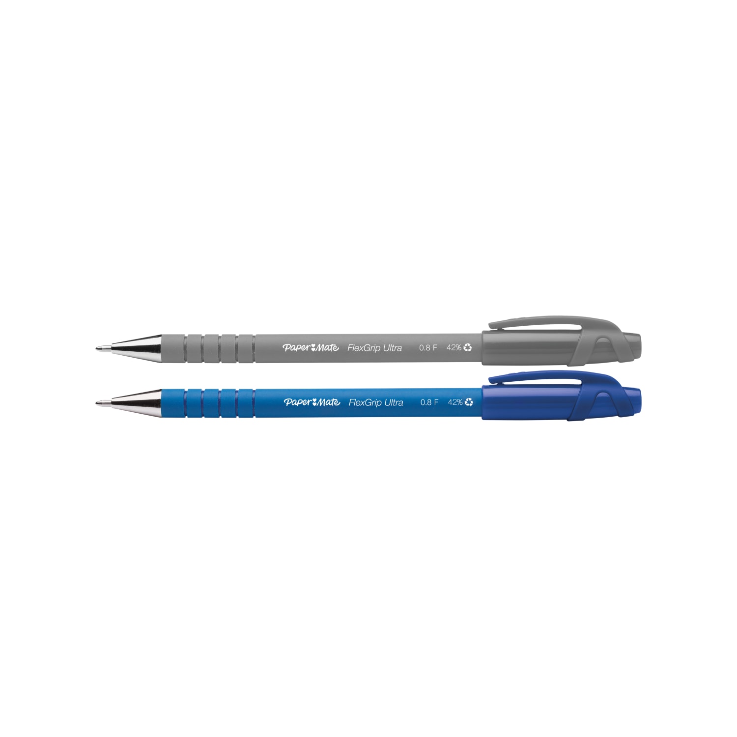 Paper Mate FlexGrip Ultra Ballpoint Pens, Fine Point, 0.8 mm, 42% Recycled, Gray Barrel, Black Ink, Pack Of 12 - Image 4