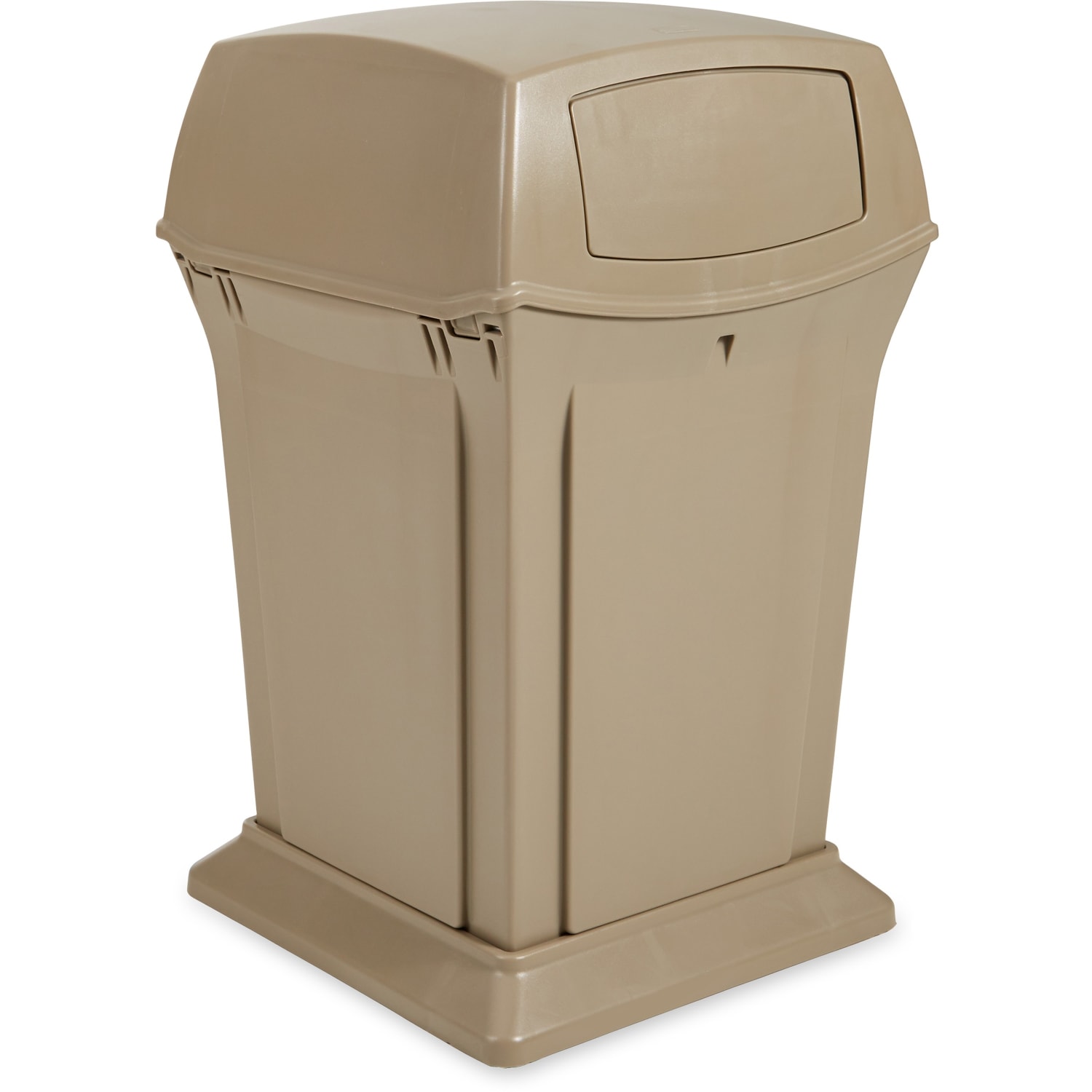 Rubbermaid Commercial 35-gallon Ranger Container - Hinged Lid - 35 gal Capacity - Durable - 41in Height x 21.5in Width x 21.5in Depth - Plastic - Beige - 1 - Image 4