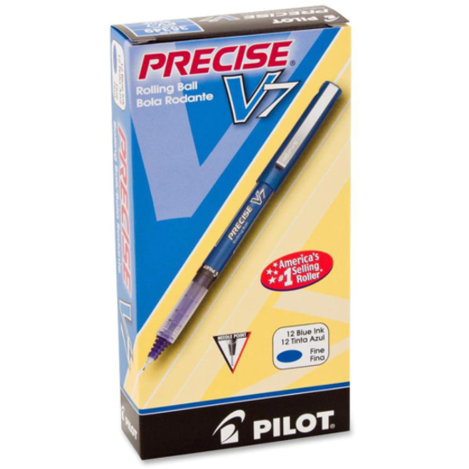 Pilot Precise V7 Liquid Ink Rollerball Pens, Fine Point, 0.7 mm, Blue Barrel, Blue Ink, Pack Of 12 - Image 5