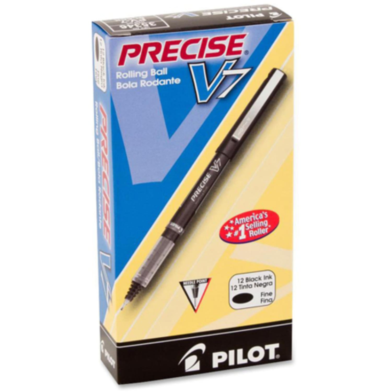 Pilot Precise V7 Liquid Ink Rollerball Pens, Fine Point, 0.7 mm, Black Barrel, Black Ink, Pack Of 12 - Image 4