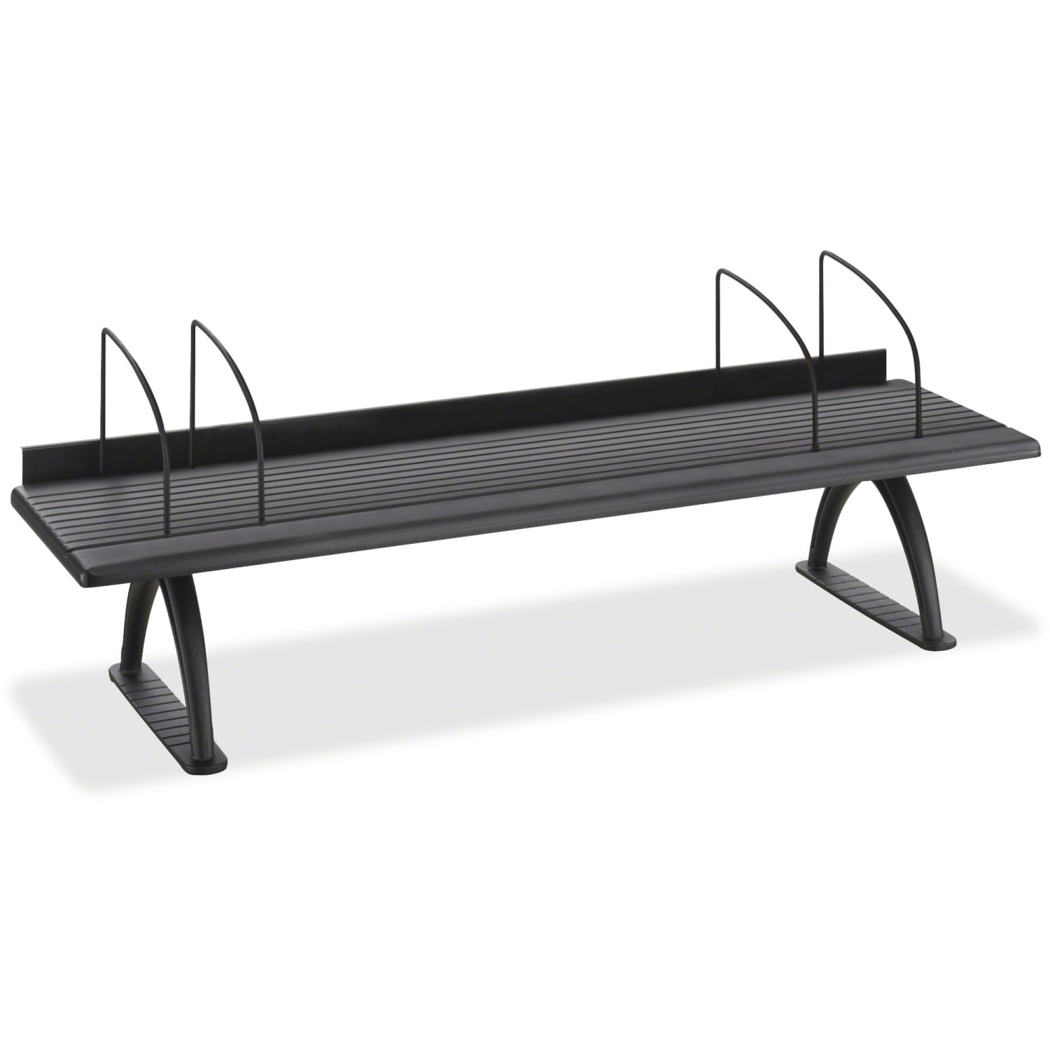 Safco Retainer Lip Desk Riser, 8.3inH x 42inW x 12.3inD, Swivel, Black, Melamine