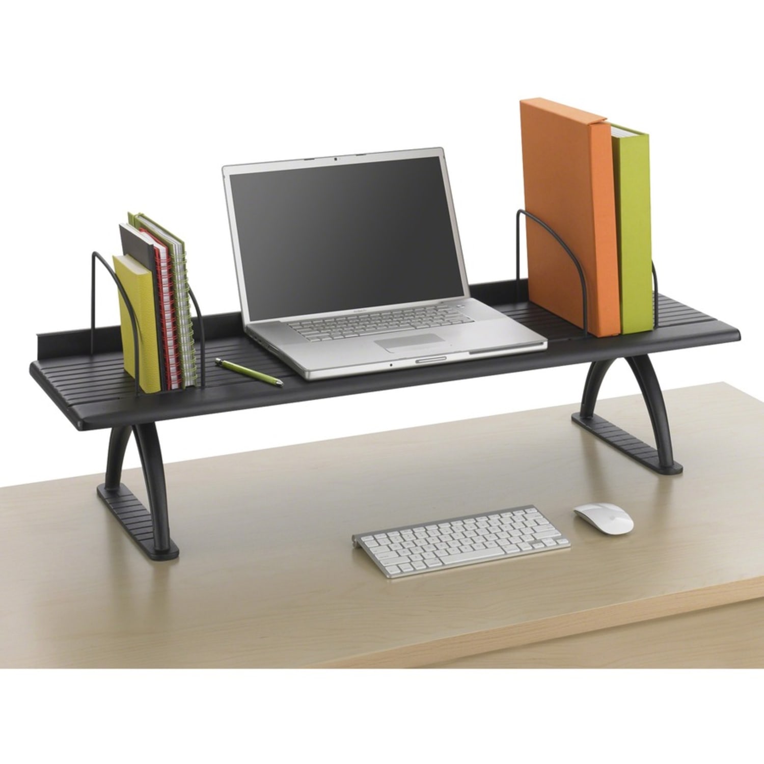 Safco Retainer Lip Desk Riser - 8.3in Height x 42in Width x 12.3in Depth - Swivel - Black - Melamine - 1 Each - Image 3