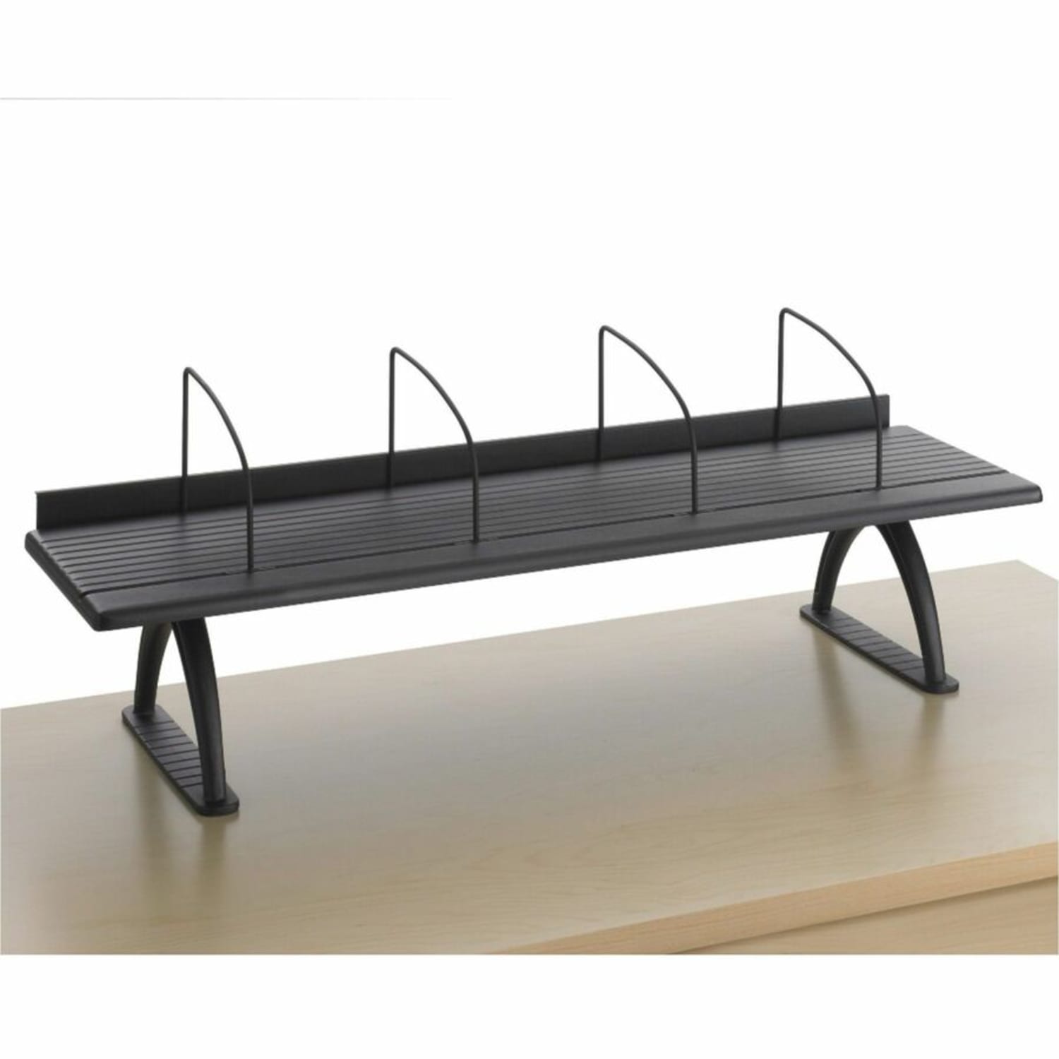 Safco Retainer Lip Desk Riser - 8.3in Height x 42in Width x 12.3in Depth - Swivel - Black - Melamine - 1 Each - Image 4