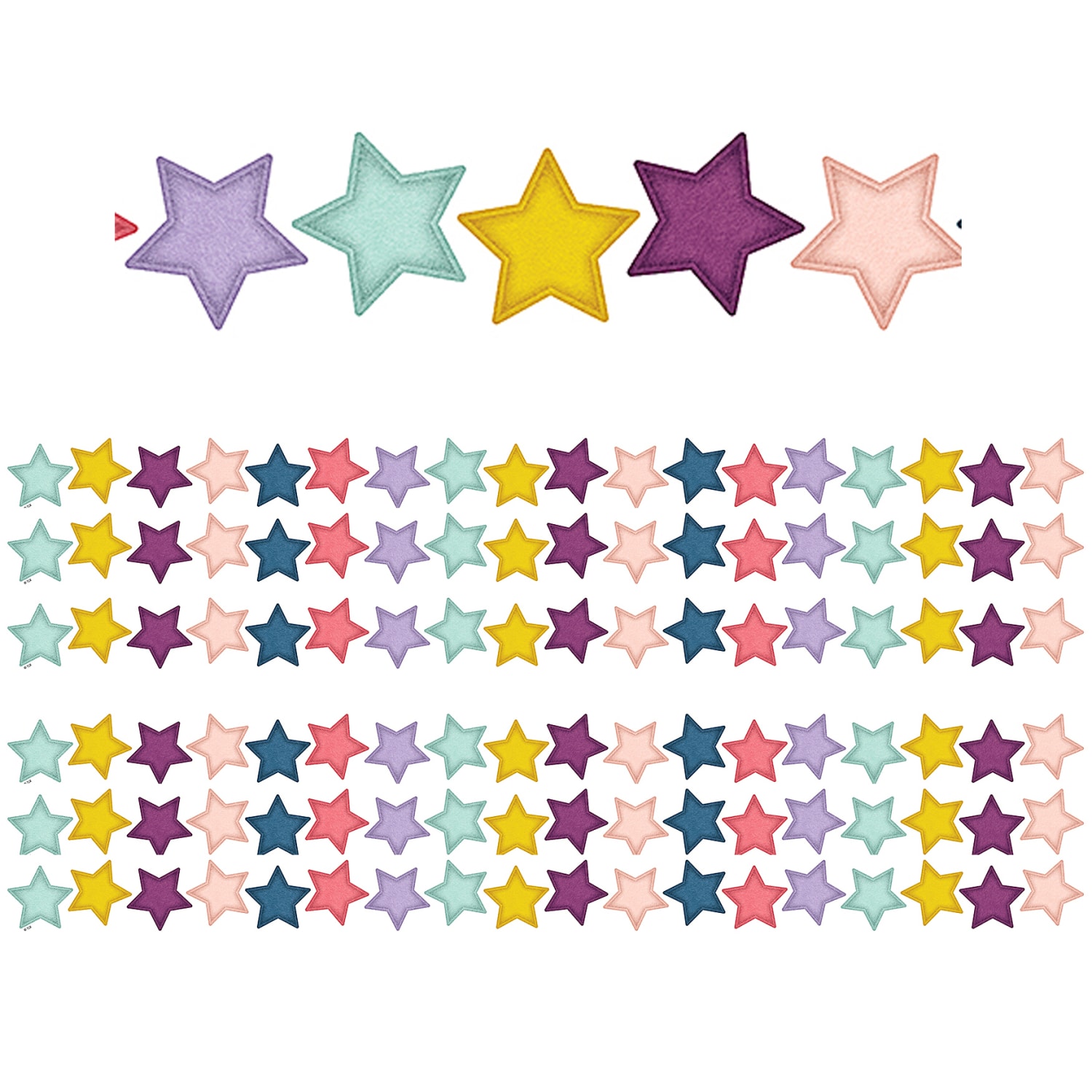 Teacher Created Resources Die-Cut Border Trim, Oh Happy Day Stars, 35' Per Pack, Set Of 6 Packs
