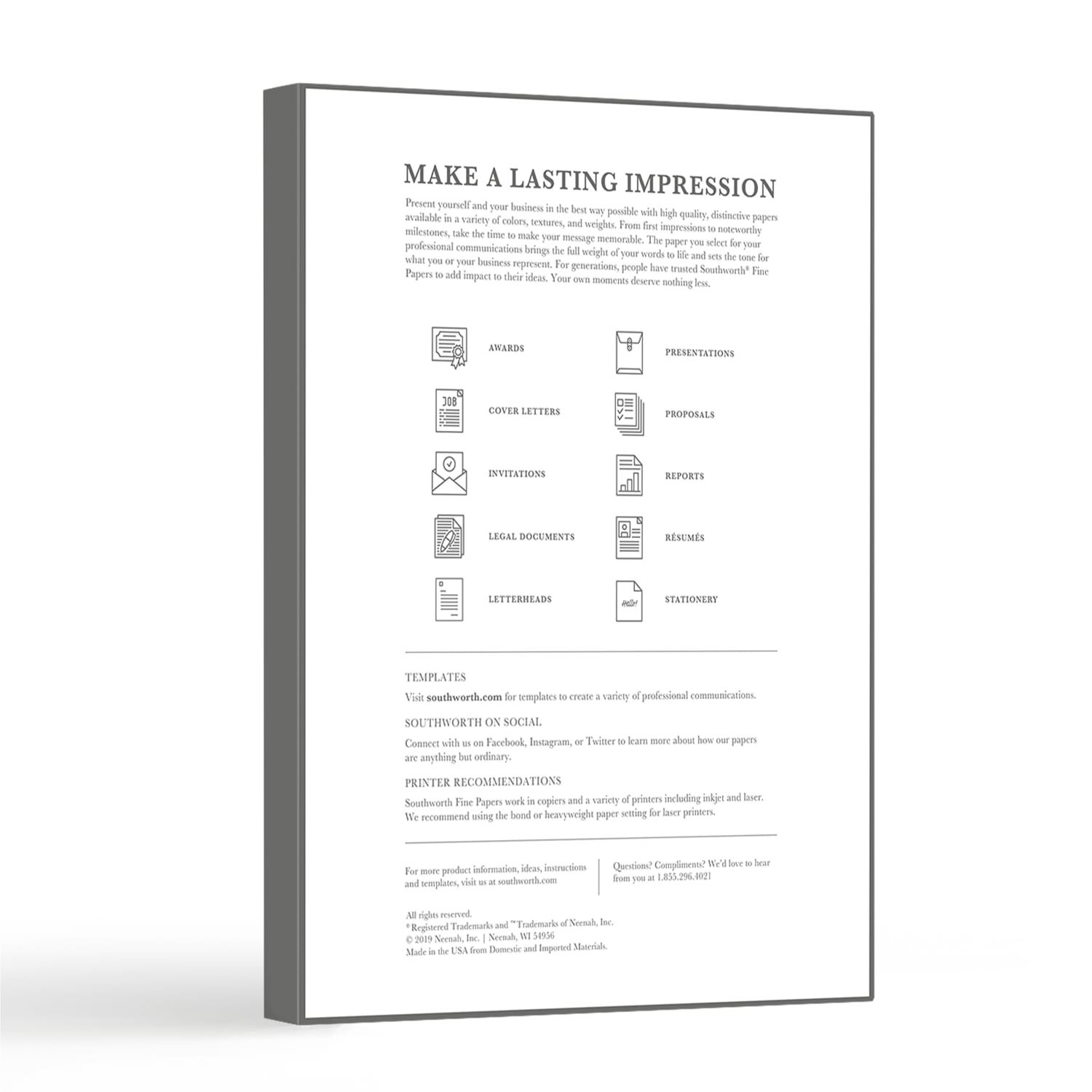 Southworth 100% Cotton Resume Paper, 8 1/2in x 11in, 32 Lb, 100% Recycled, White, Pack Of 100 - Image 5