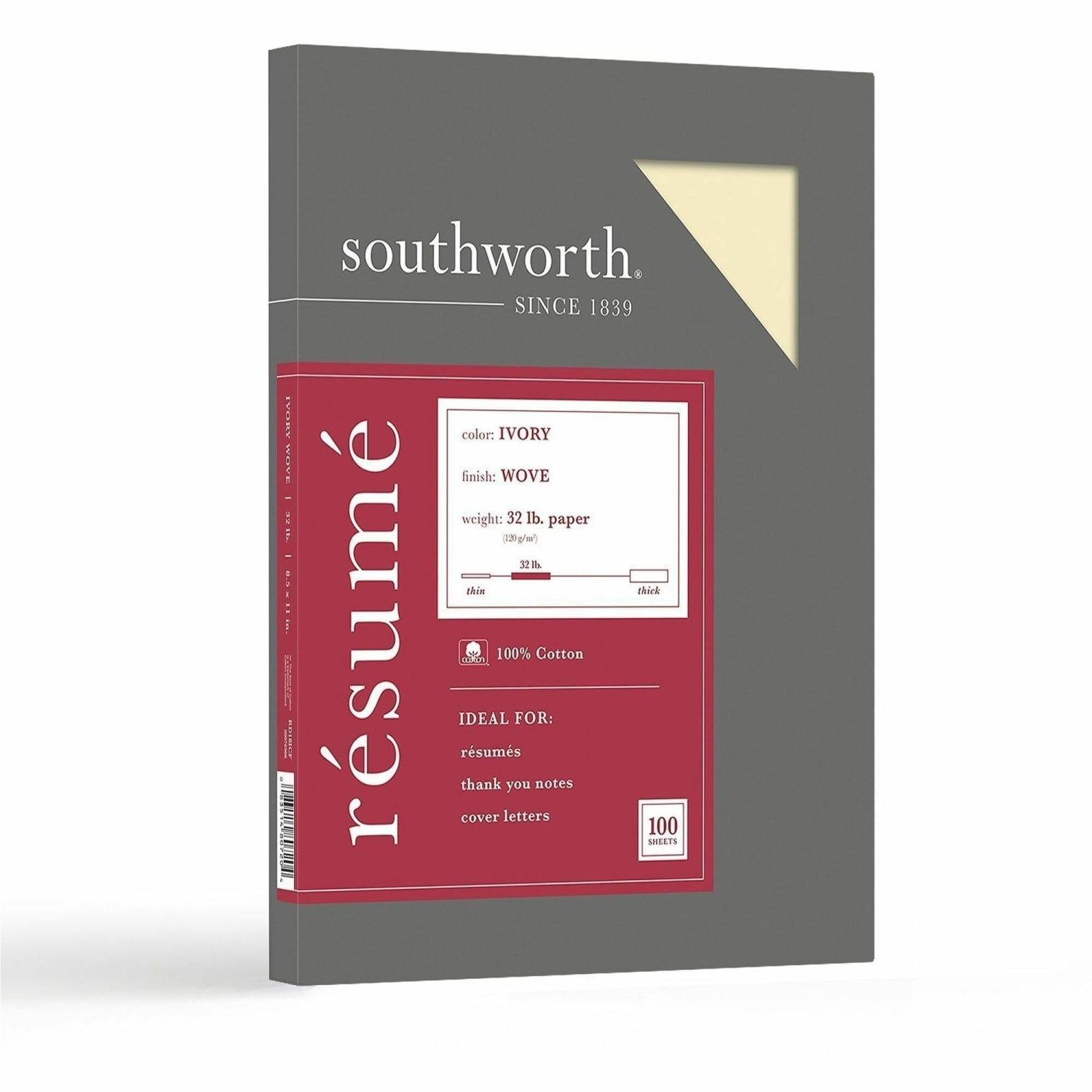 Southworth 100% Cotton Resume Paper, 8 1/2in x 11in, 32 Lb, 100% Recycled, Ivory, Pack Of 100 - Image 6
