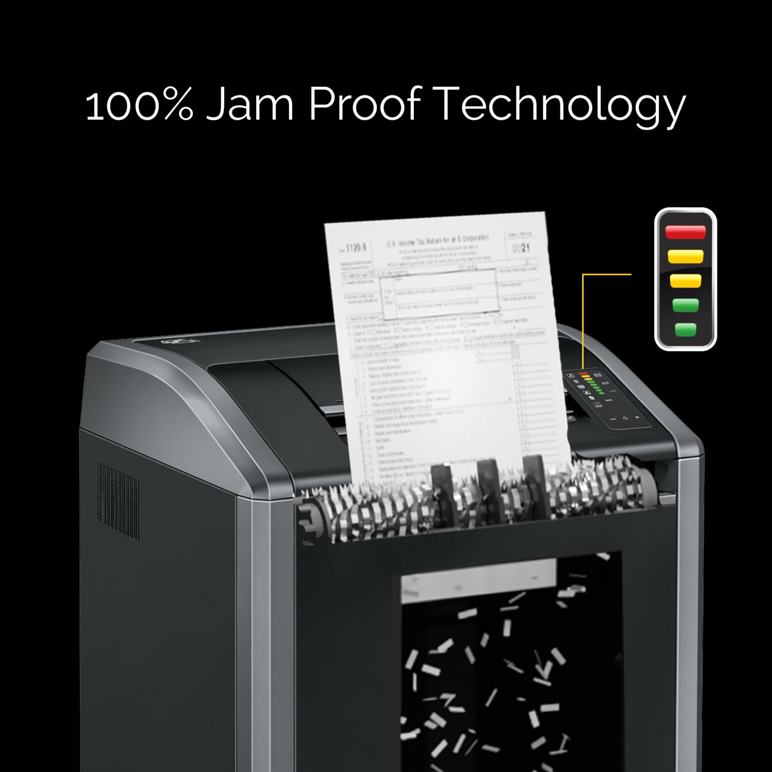 Fellowes Powershred 425i 100% Jam Proof BAA Compliant 38-Sheet Strip-Cut Continuous Duty Large Office Shredder - Image 4
