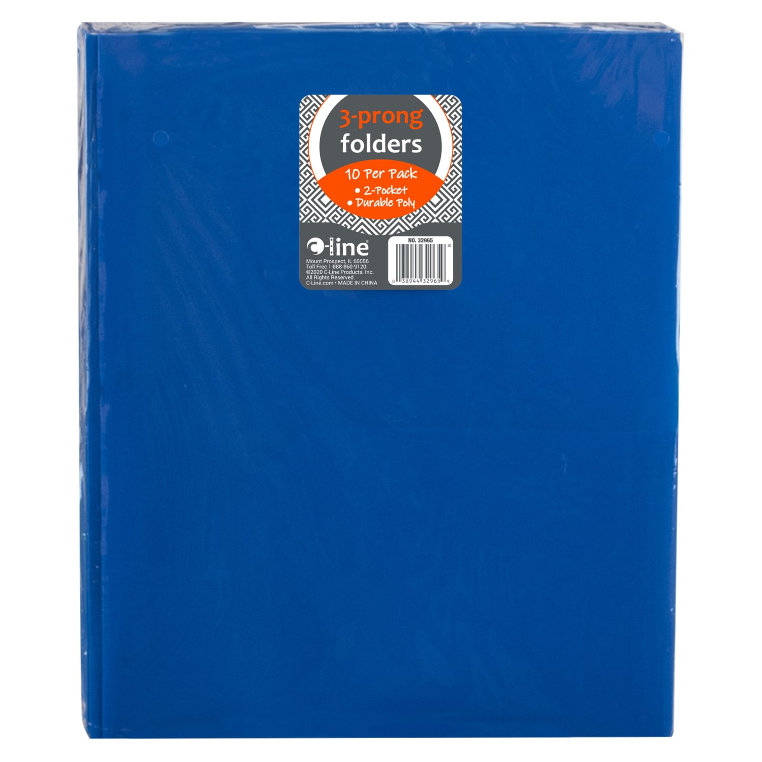 C-Line 2-Pocket Heavyweight Poly Portfolio Folders With Prongs, 8-1/2in x 11in, Blue, 10 Folders Per Pack, Set Of 2 Packs - Image 4