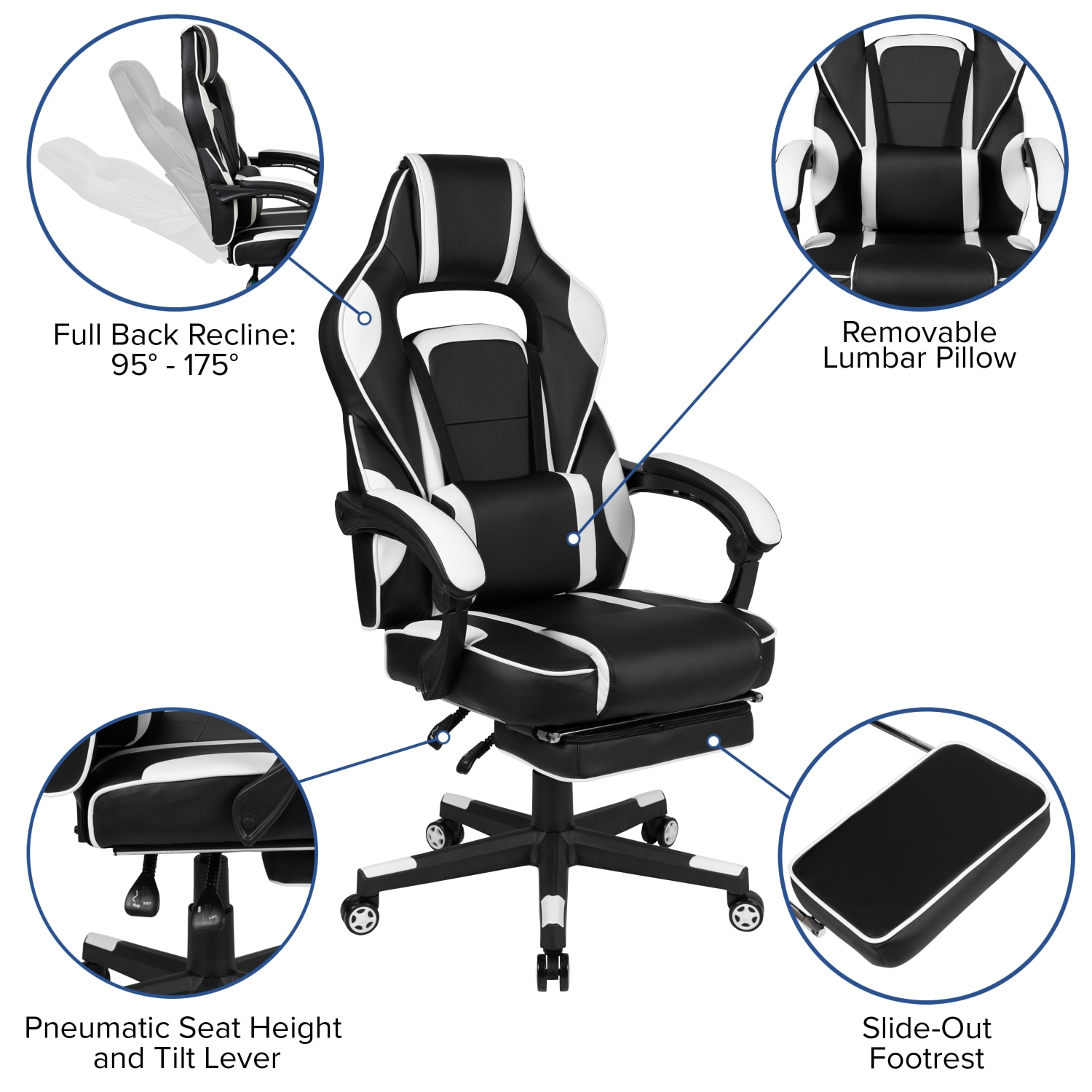 Flash Furniture X40 Gaming Chair With Fully Reclining Back And Arms WhiteBlack PopularChairscom Flash Furniture X40 Gaming Chair With Fully Reclining Back And Arms WhiteBlack PopularChairscom