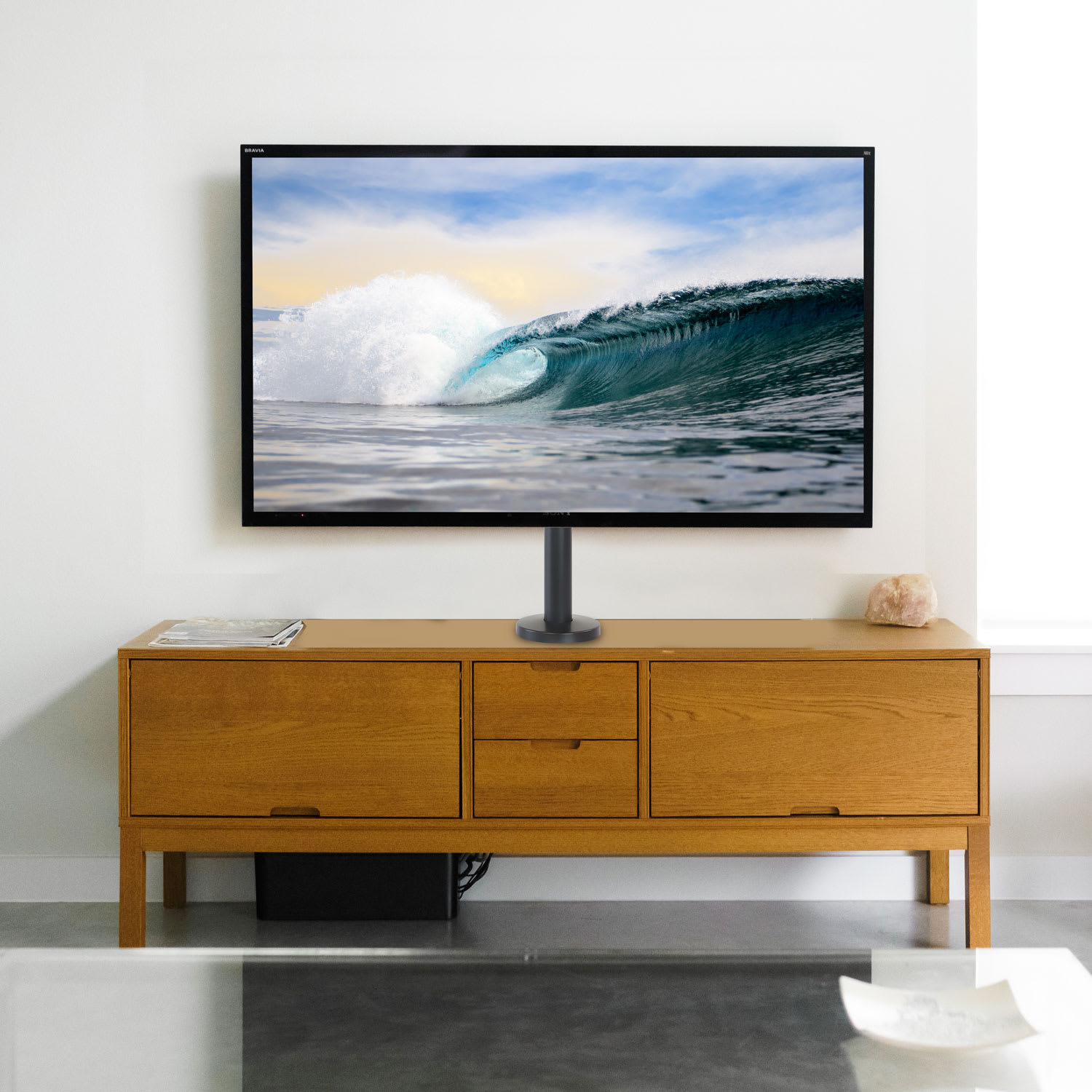 Mount-It! MI-854 Bolt-Down TV Stand For 32 - 55in TVs, 22inH x 9-1/2inW x 5-1/2inD, Black - Image 5