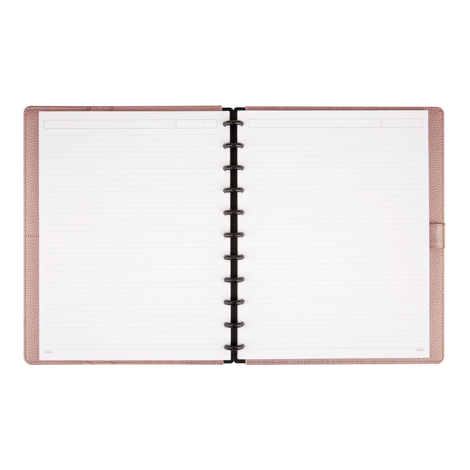 TUL Discbound Notebook With Pebbled Leather Cover, Letter Size, Narrow Ruled, 60 Sheets, Rose Gold - Image 3