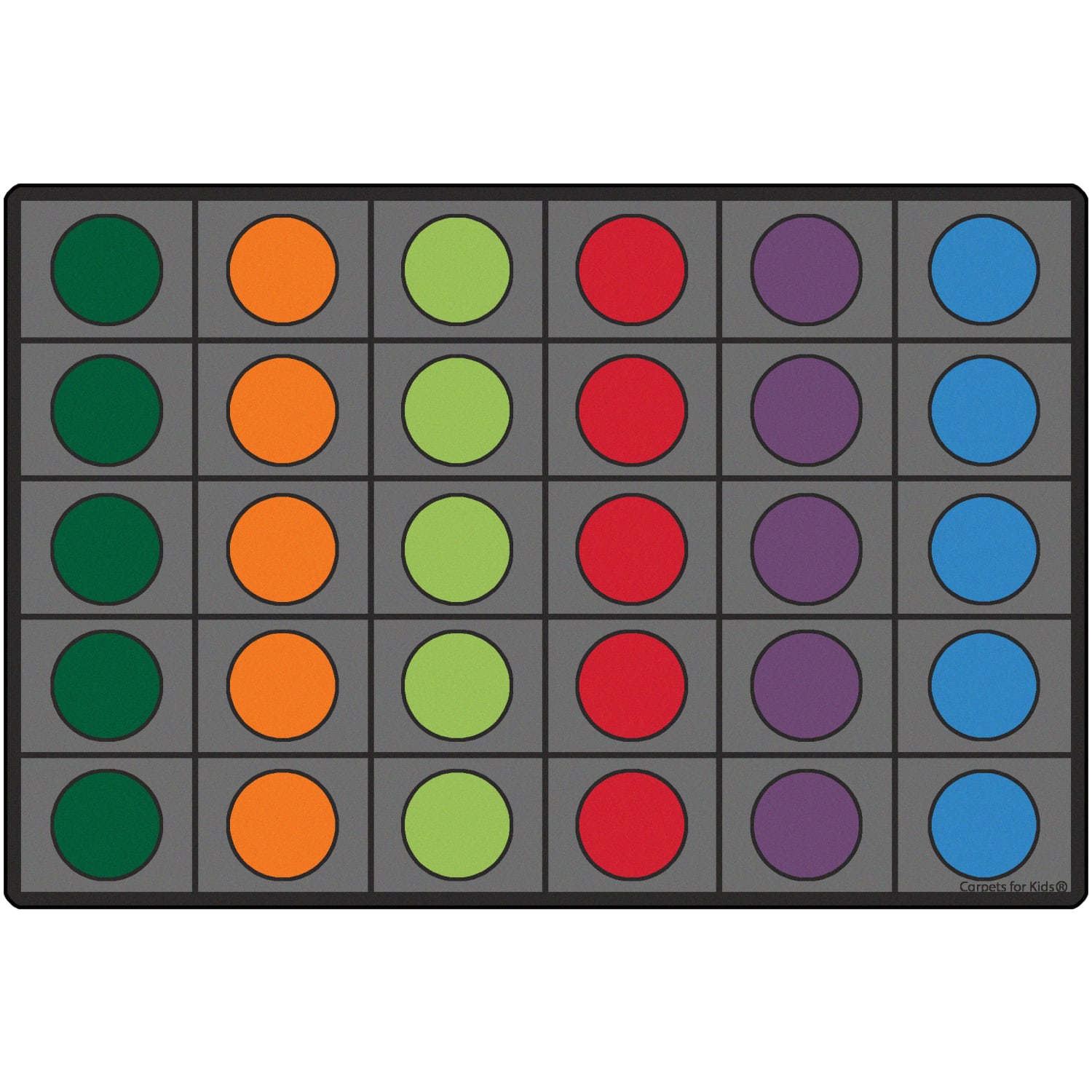 Carpets for Kids Premium Collection 30 Seats Seating Circles Classroom Rug, 8ft x 12;, Gray