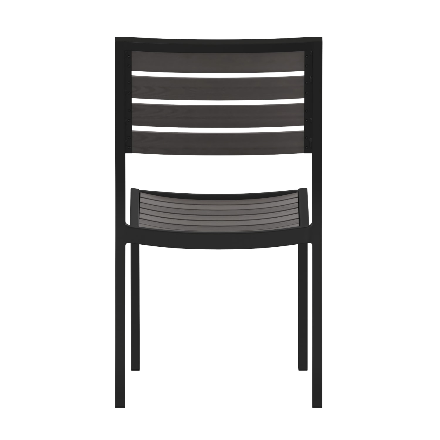 Flash Furniture Lark Aluminum Outdoor Side Chairs Gray Wash TeakBlack Set Of 2 Chairs PopularChairscom