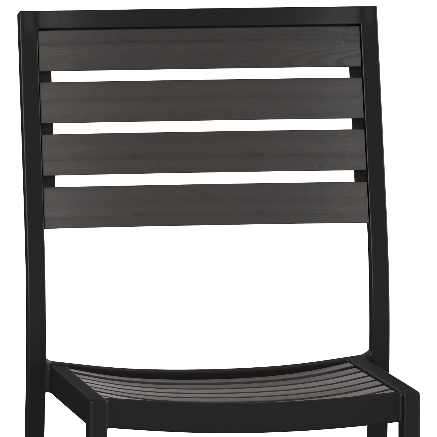 Flash Furniture Lark Aluminum Outdoor Side Chairs Gray Wash TeakBlack Set Of 2 Chairs PopularChairscom