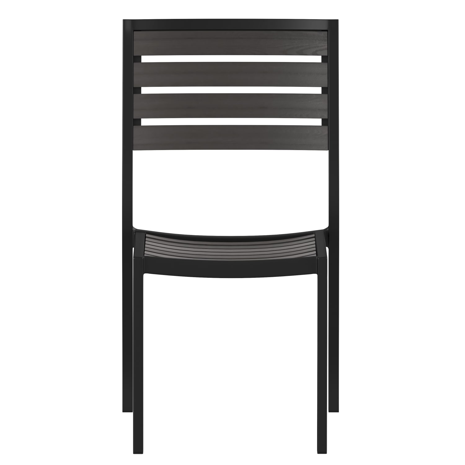 Flash Furniture Lark Aluminum Outdoor Side Chairs Gray Wash TeakBlack Set Of 2 Chairs PopularChairscom