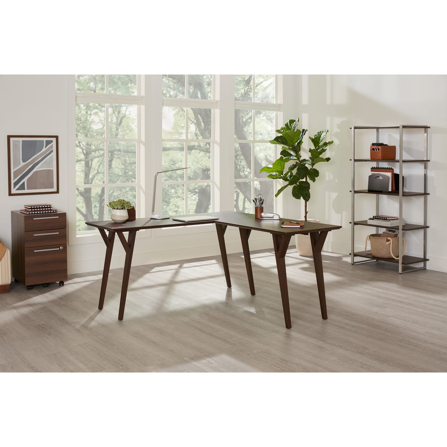 Realspace Trezza 60inH 4-Shelf Bookcase, Warm Walnut - Image 4