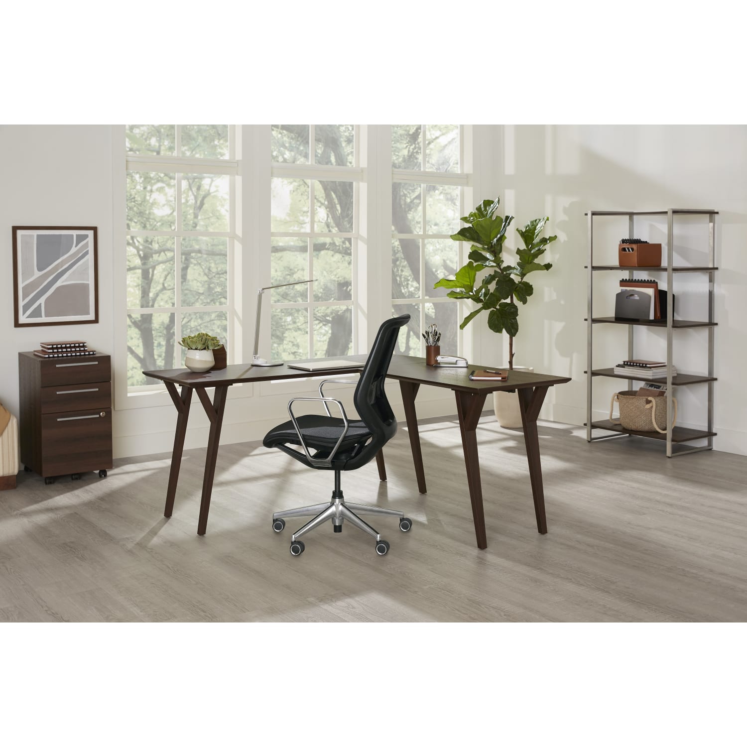 Realspace Trezza 60inH 4-Shelf Bookcase, Warm Walnut - Image 5