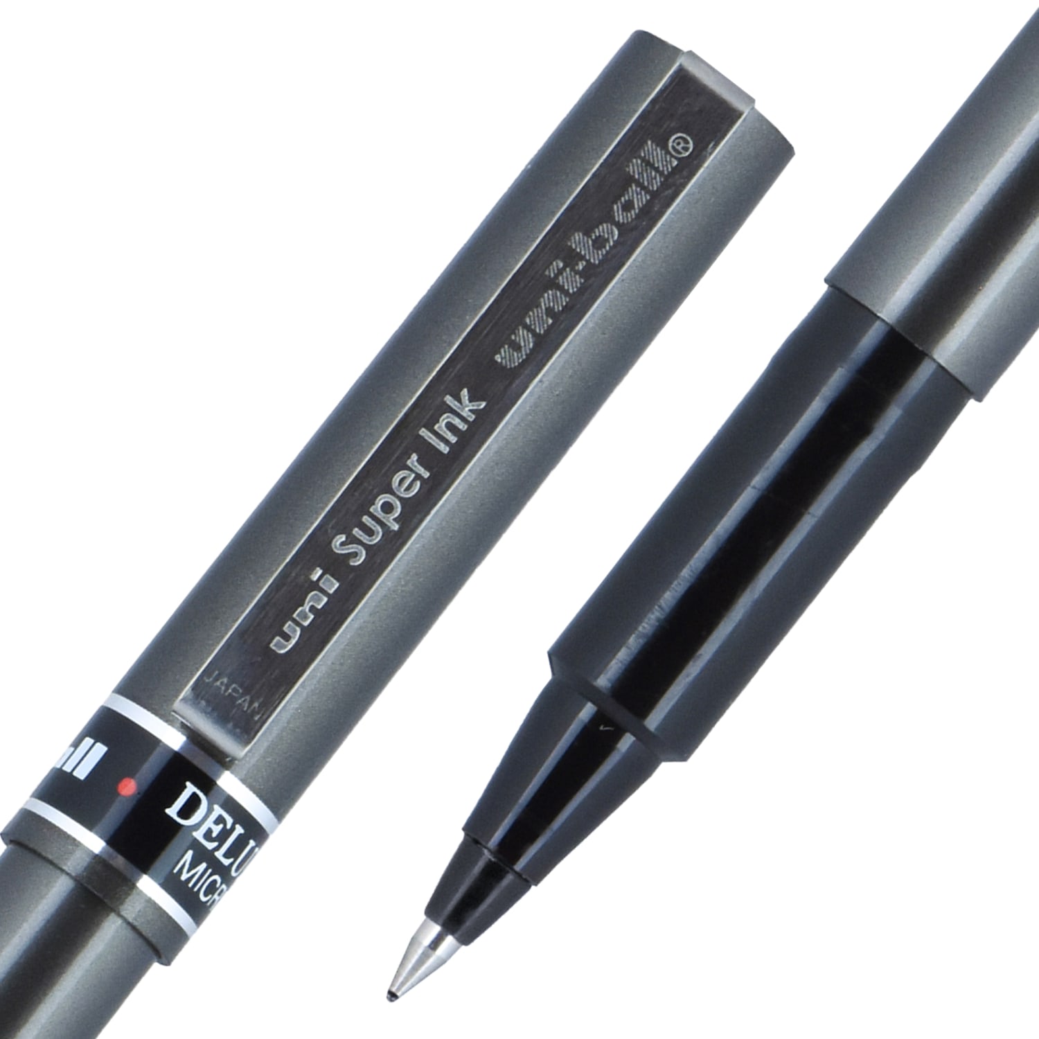 uni-ball Deluxe Rollerball Pens, Micro Point, 0.5 mm, Charcoal Barrel, Black Ink, Pack Of 12 - Image 3