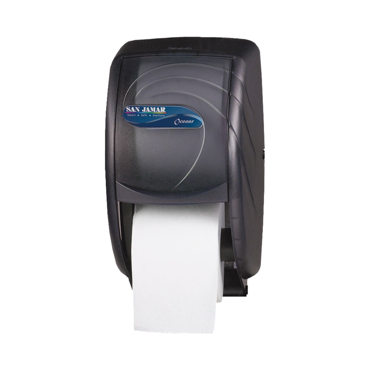 San Jamar Duett Toilet Tissue Dispenser, 12 3/4inH x 7 1/2inW x 7inD, Black Pearl