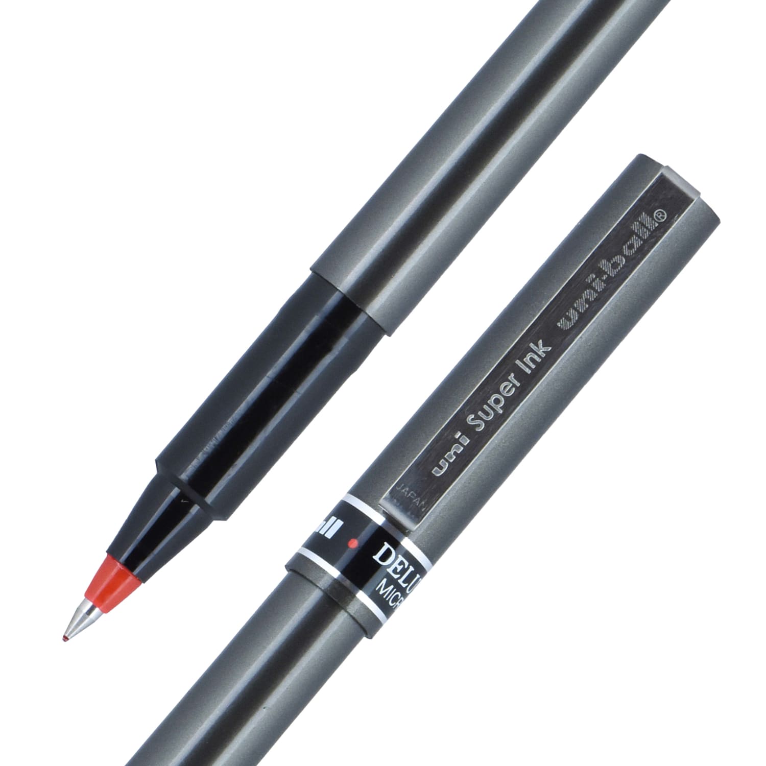 uni-ball Deluxe Rollerball Pens, Micro Point, 0.5 mm, Charcoal Barrel, Red Ink, Pack Of 12 - Image 5