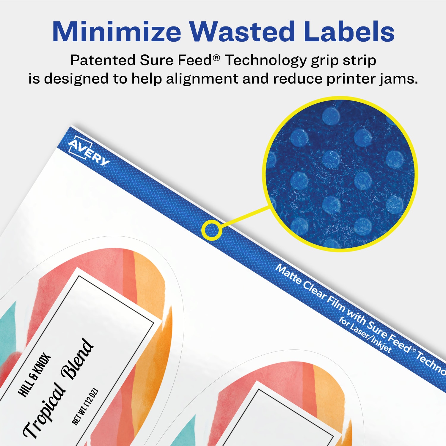 Avery Permanent Labels With Sure Feed, 94058-CMF50, Oval, 4-1/4in x 2-1/2in, Matte Clear, Pack Of 300 - Image 5