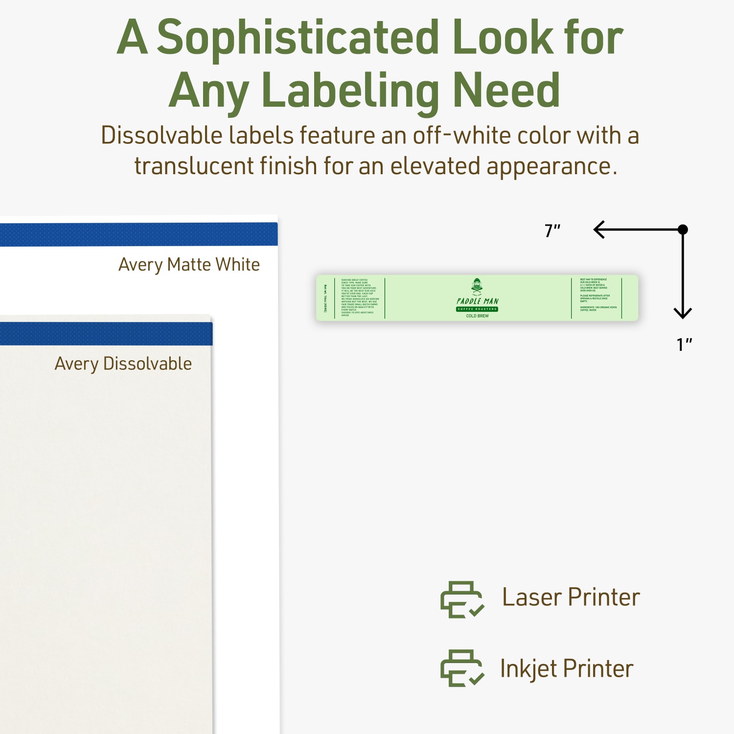Avery Print-to-the-Edge Dissolvable Labels With Sure Feed Technology, 94225-DWMP25, Rectangle, 1inx7in, Matte Off-White, Pack Of 200 - Image 5