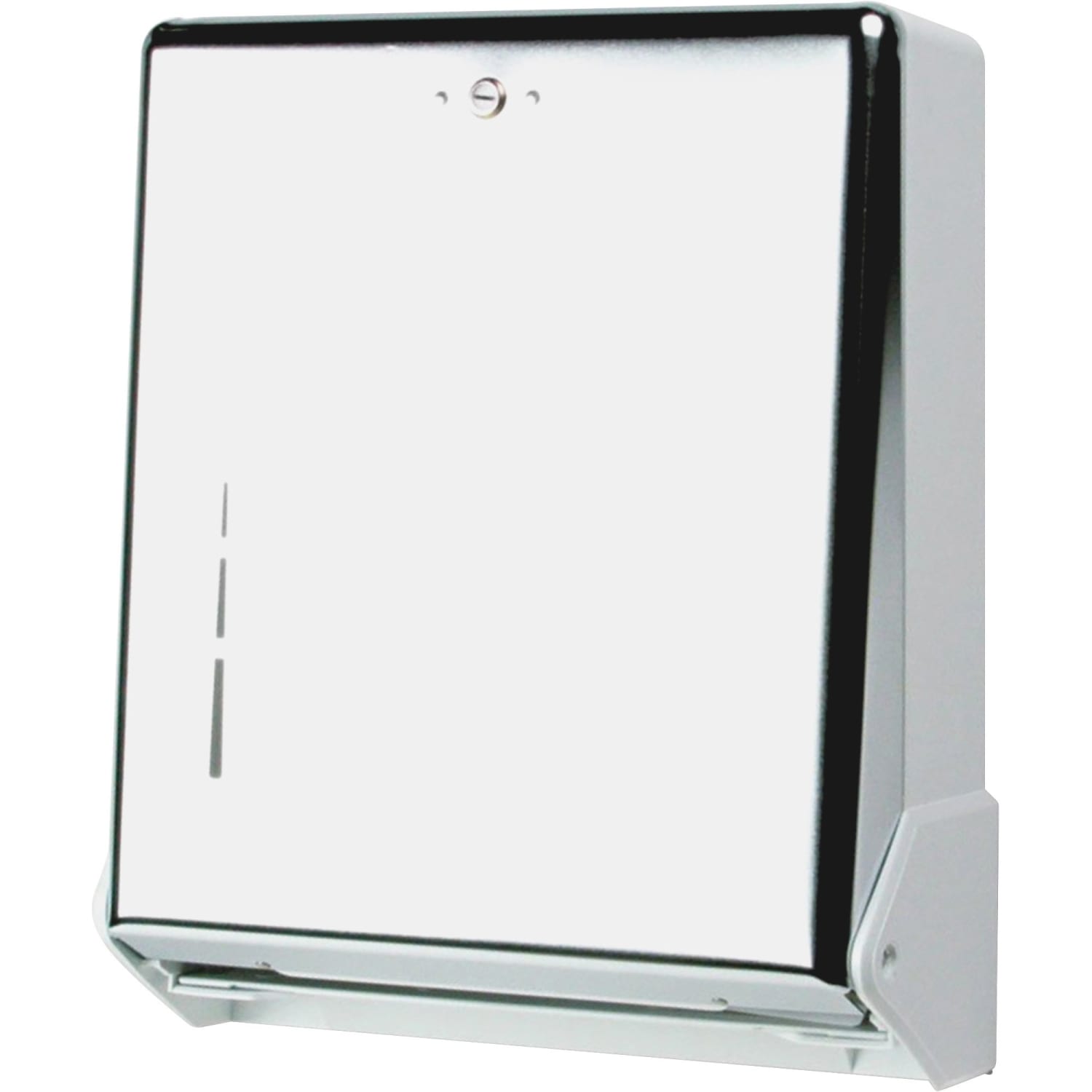 San Jamar True Fold Towel Dispenser - C Fold, Multifold Dispenser - 500 x Towel Multifold, 300 x Towel C Fold - 14.3in Height x 11.6in Width x 5in Depth - Metal, Plastic, Stainless Steel - Chrome - Key Lock, Touch-free, Impact Resistant, Break Resistant - Image 3