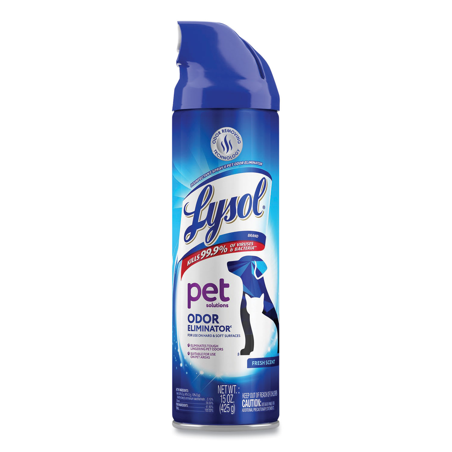 LYSOL Brand Disinfectant Spray II Pet Odor Eliminator, Fresh, 15 oz Aerosol Spray, 12/Carton - Image 3