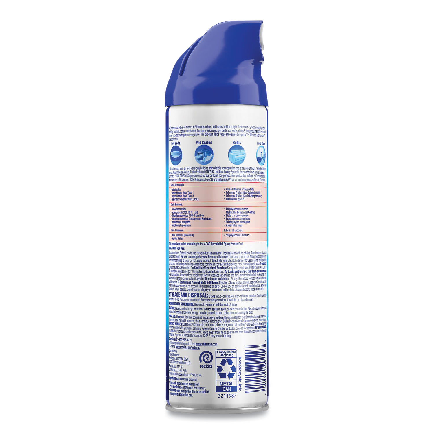 LYSOL Brand Disinfectant Spray II Pet Odor Eliminator, Fresh, 15 oz Aerosol Spray, 12/Carton - Image 5