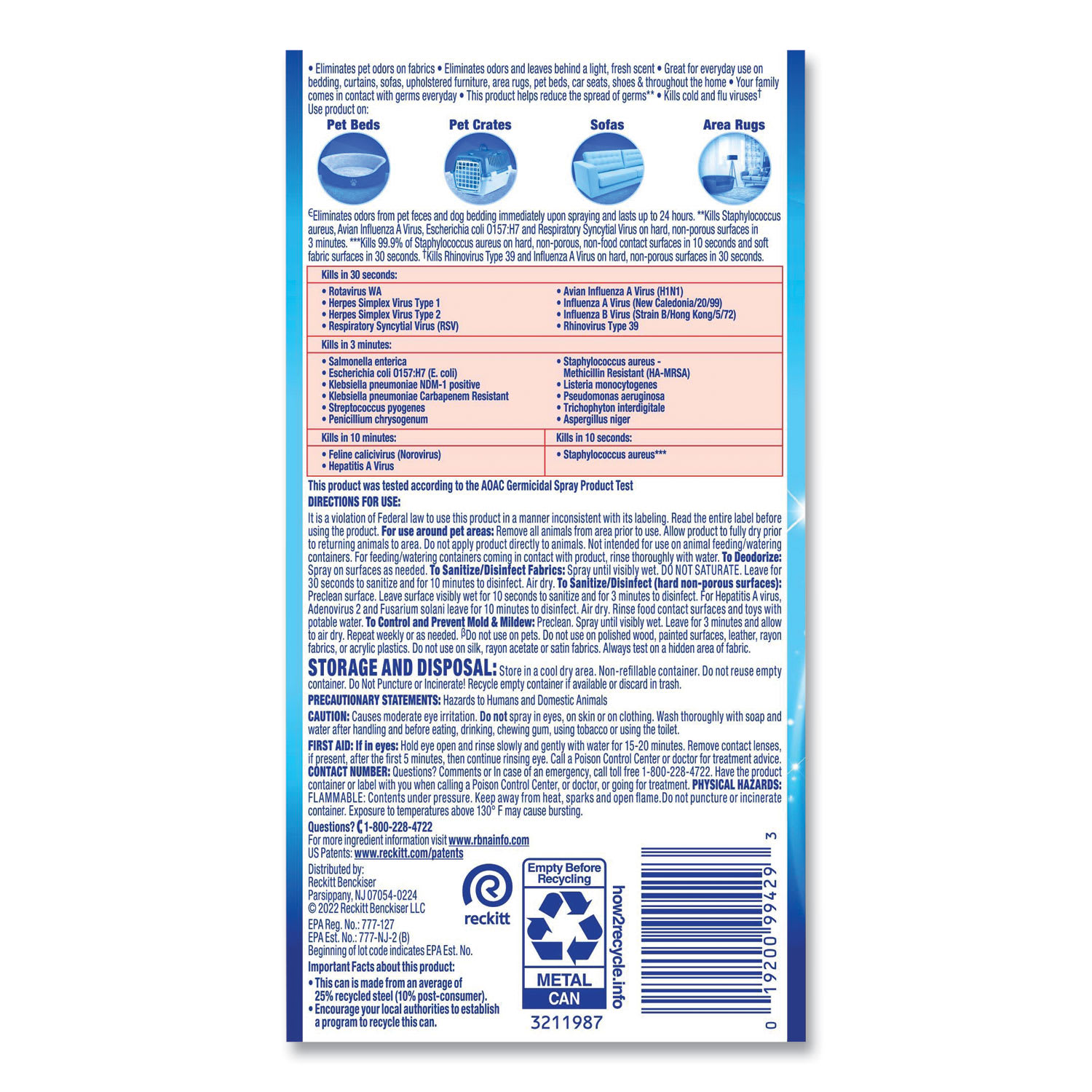 LYSOL Brand Disinfectant Spray II Pet Odor Eliminator, Fresh, 15 oz Aerosol Spray, 12/Carton - Image 6