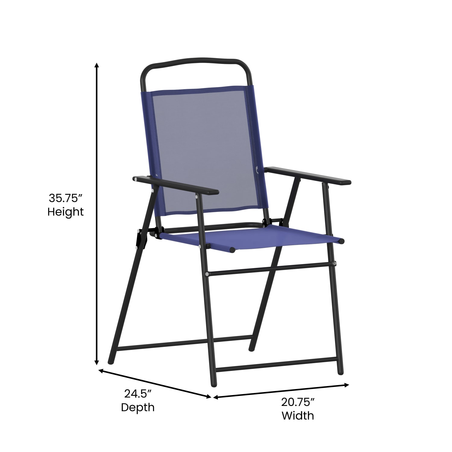 Flash Furniture Mystic Folding Outdoor Patio Sling Chairs with Armrests NavyBlack Set Of 2 Chairs PopularChairscom Flash Furniture Mystic Folding Outdoor Patio Sling Chairs with Armrests NavyBlack Set Of 2 Chairs PopularChairscom