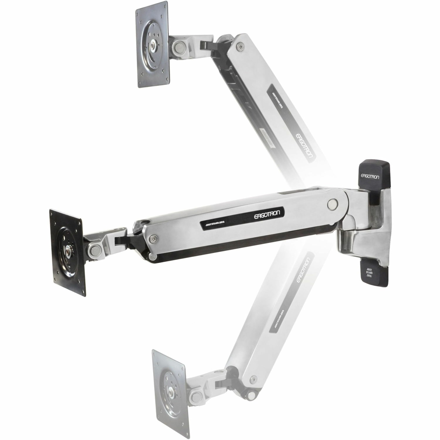 Ergotron Mounting Arm for Flat Panel Display, Notebook - Polished Aluminum - Adjustable - 42in Screen Support - 45361026