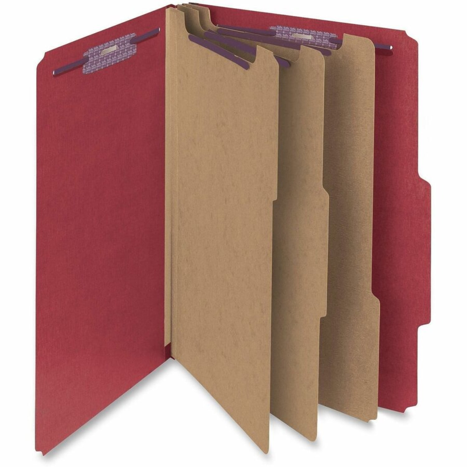 Smead Classification Folders, Top-Tab With SafeSHIELD Coated Fasteners, 3 Dividers, 3in Expansion, Letter Size, 3in Expansion, 50% Recycled, Bright Red, Box Of 10 - Image 3