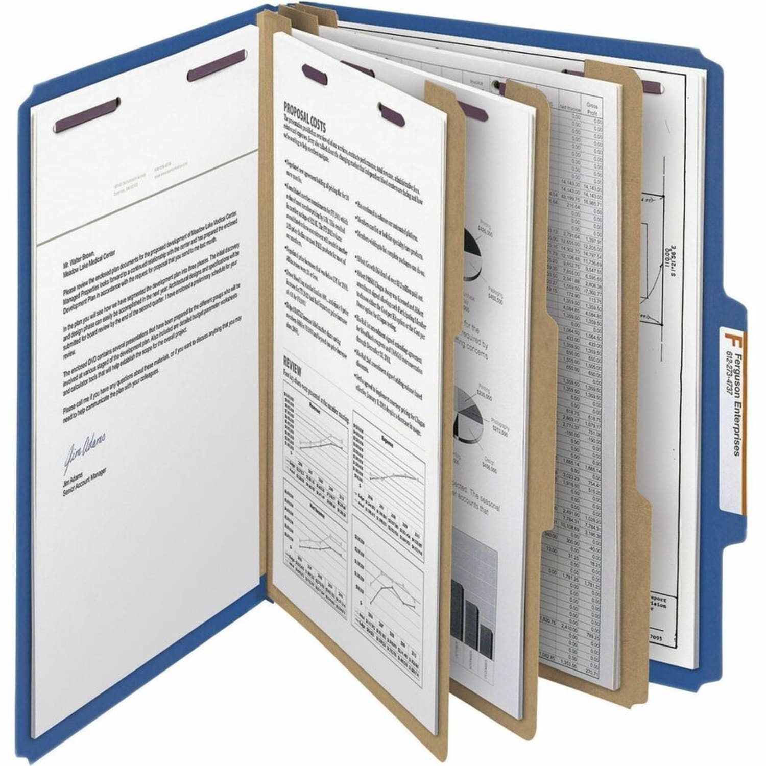 Smead Classification Folders, Top-Tab With SafeSHIELD Coated Fasteners, 3 Dividers, 3in Expansion, Letter Size, 50% Recycled, Dark Blue, Box Of 10 - Image 4