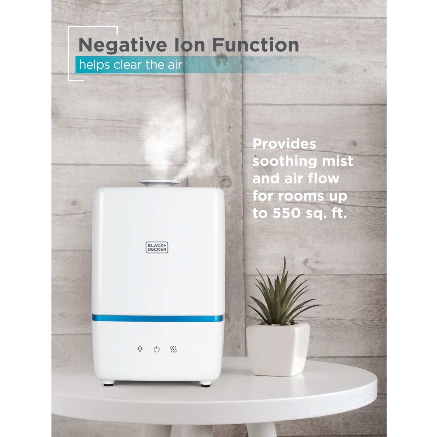 Black+Decker Ultrasonic Humidifier, Warm/Cool Mist, 1.32 Gallons, 11-5/8inH x 7-5/8inW x 7-5/8inD - Image 5