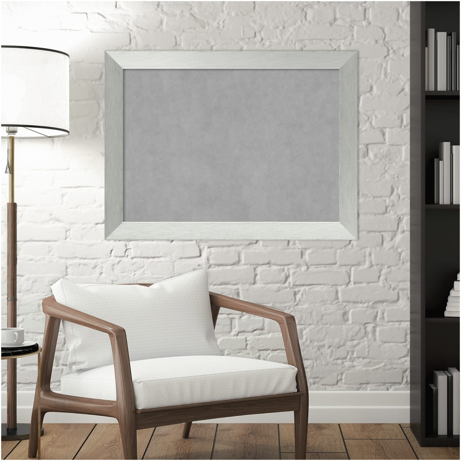 Amanti Art Magnetic Bulletin Board, 32in x 24in, Brushed Sterling Silver Wood Frame - Image 5