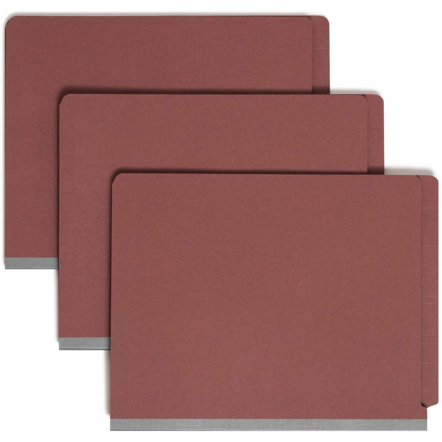 Smead Full End-Tab Classification Folder With SafeSHIELD Fastener, 2in Expansion, 1 Divider, 8 1/2in x 11in, Letter, 60% Recycled, Red, Box of 10 - Image 3