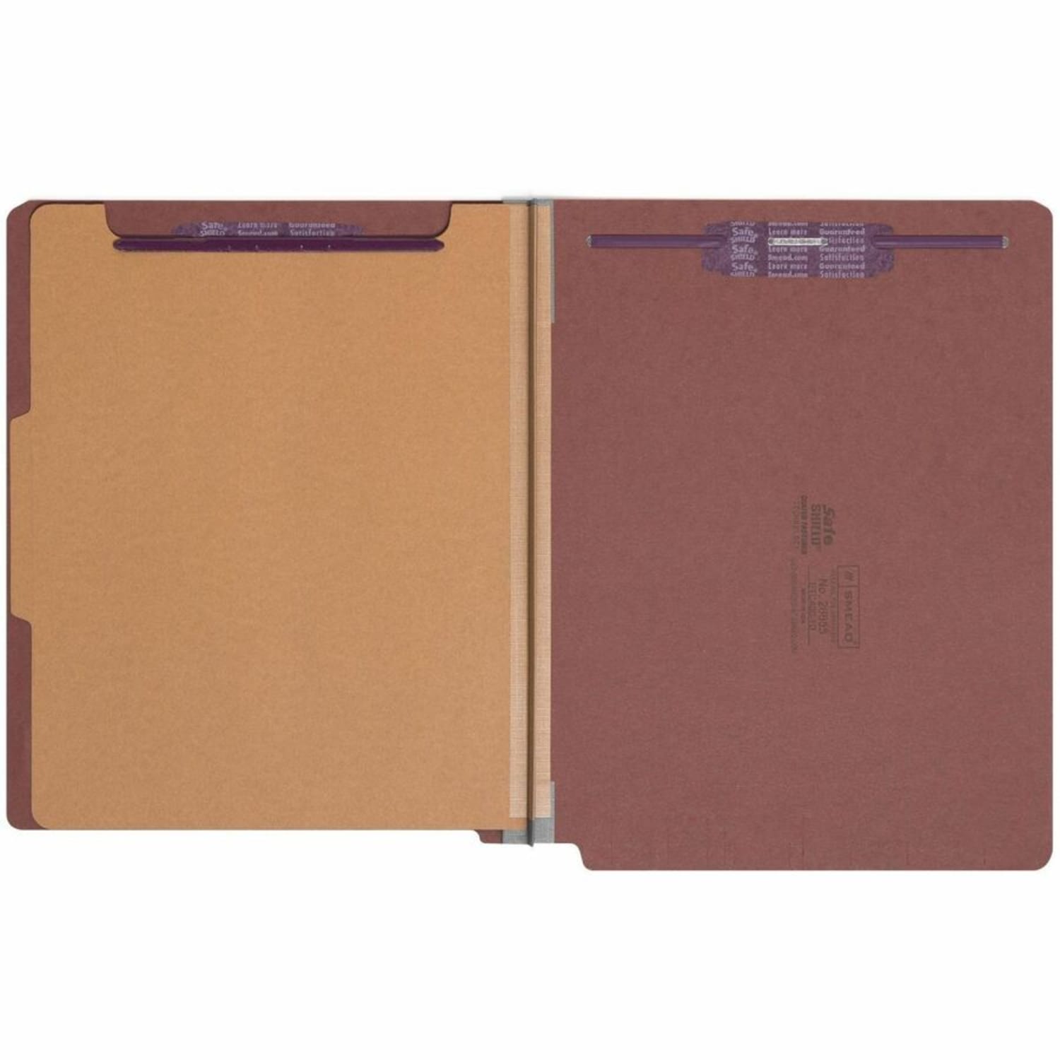 Smead Full End-Tab Classification Folder With SafeSHIELD Fastener, 2in Expansion, 1 Divider, 8 1/2in x 11in, Letter, 60% Recycled, Red, Box of 10 - Image 5