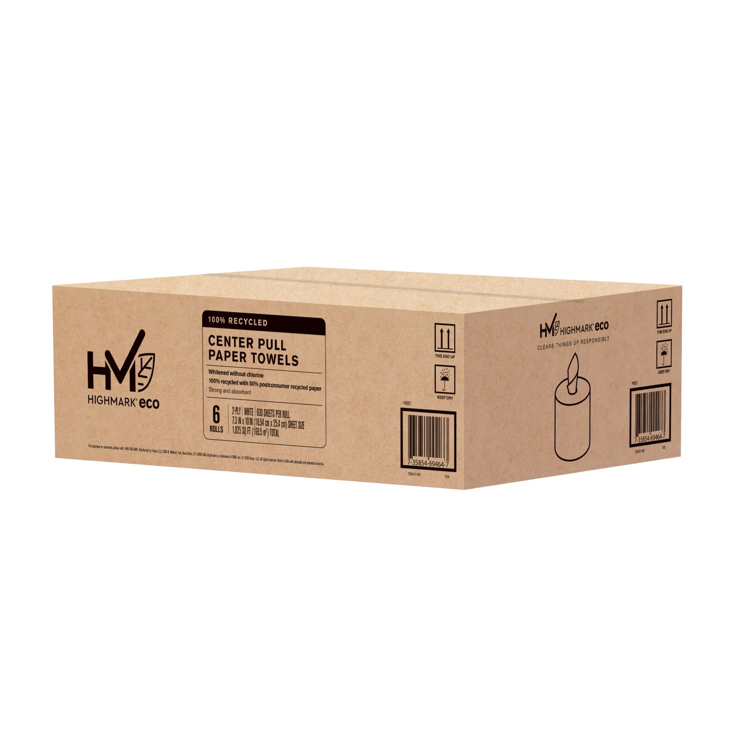 Highmark ECO Centerpull 2-Ply Paper Towels, 600ft Per Roll, 100% Recycled, Pack Of 6 Rolls - Image 4
