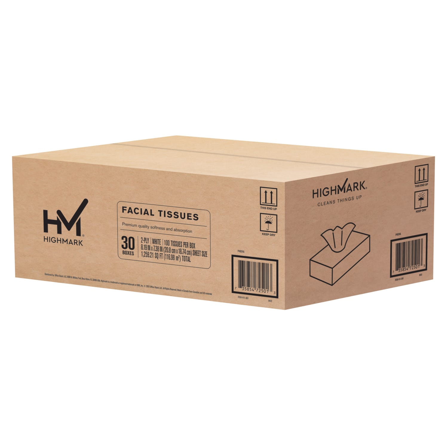 Highmark 2-Ply Facial Tissue, Flat Box, White, 100 Tissues Per Box, Case Of 30 Boxes - Image 4