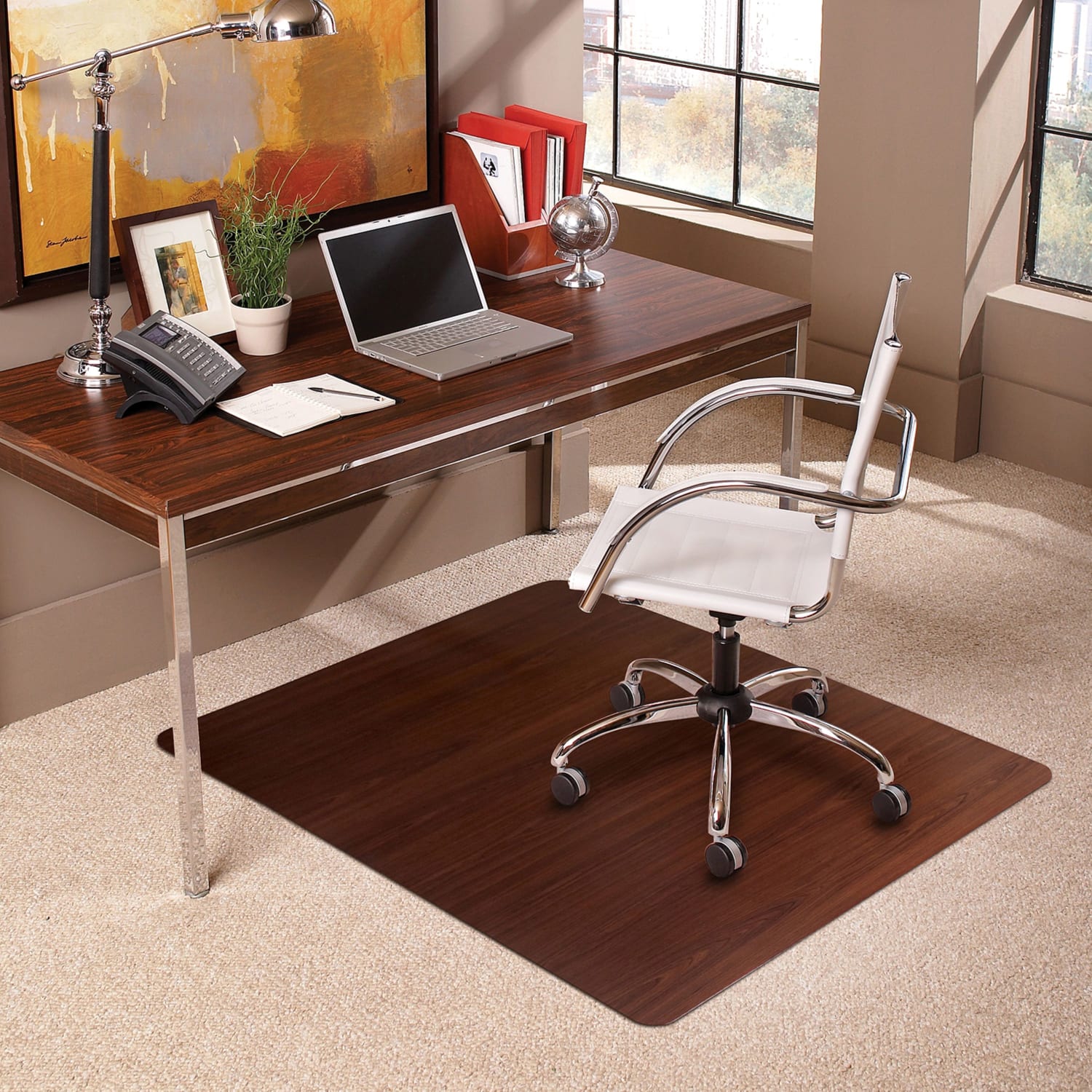 ES Robbins TrendSetter Vinyl Chair Mat For Medium-Pile Carpet, 36in x 48in, Cherry - Image 3