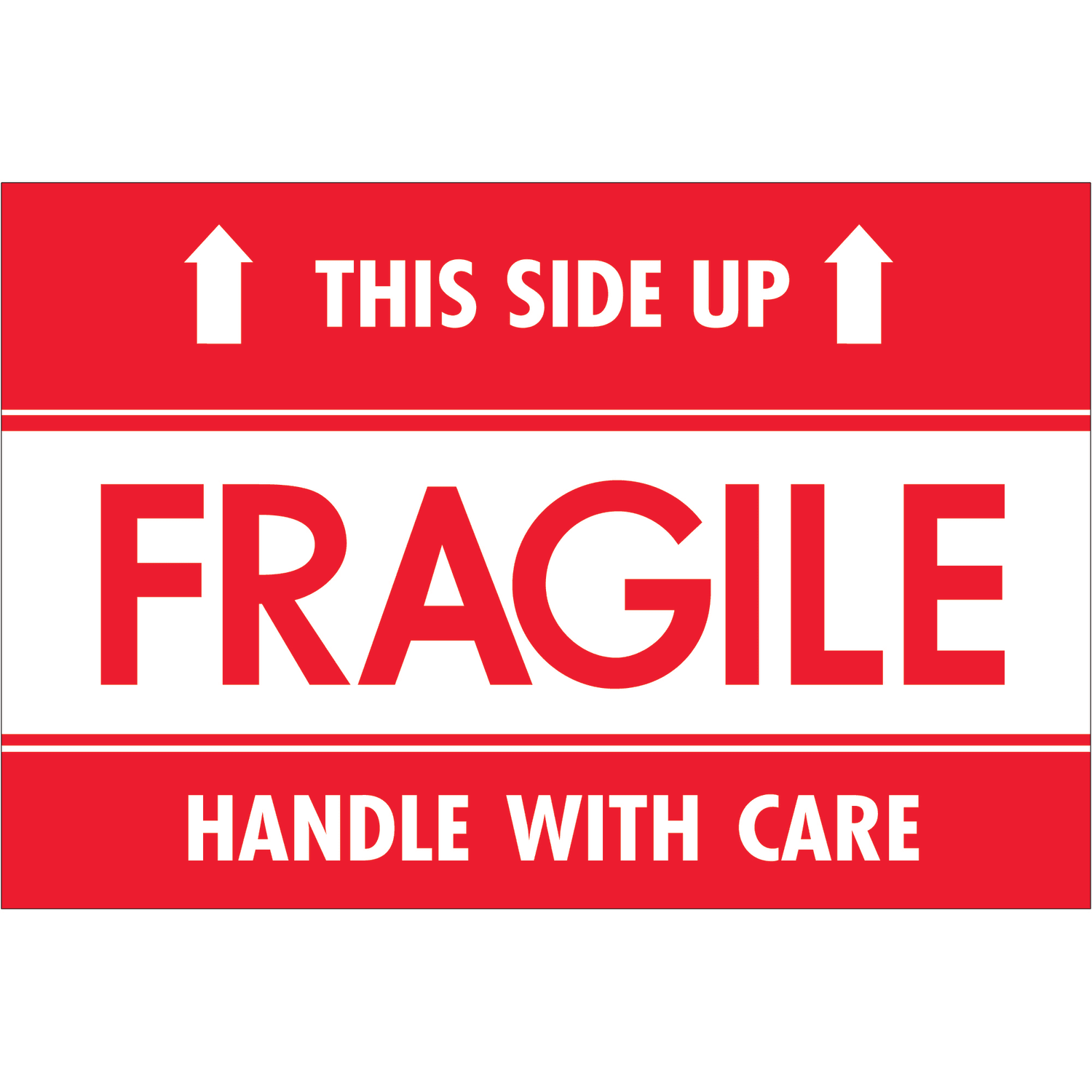 Tape Logic Preprinted Shipping Labels, DL2156, Fragile - This Side Up - HWC, Rectangle, 2in x 3in, Red/White, Roll Of 500