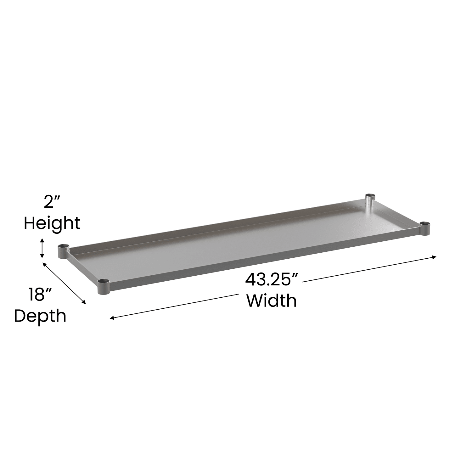 Flash Furniture Galvanized Adjustable Under Shelf For Prep And Work Tables, 2inH x 43-1/4inW x 18inD, Silver - Image 6