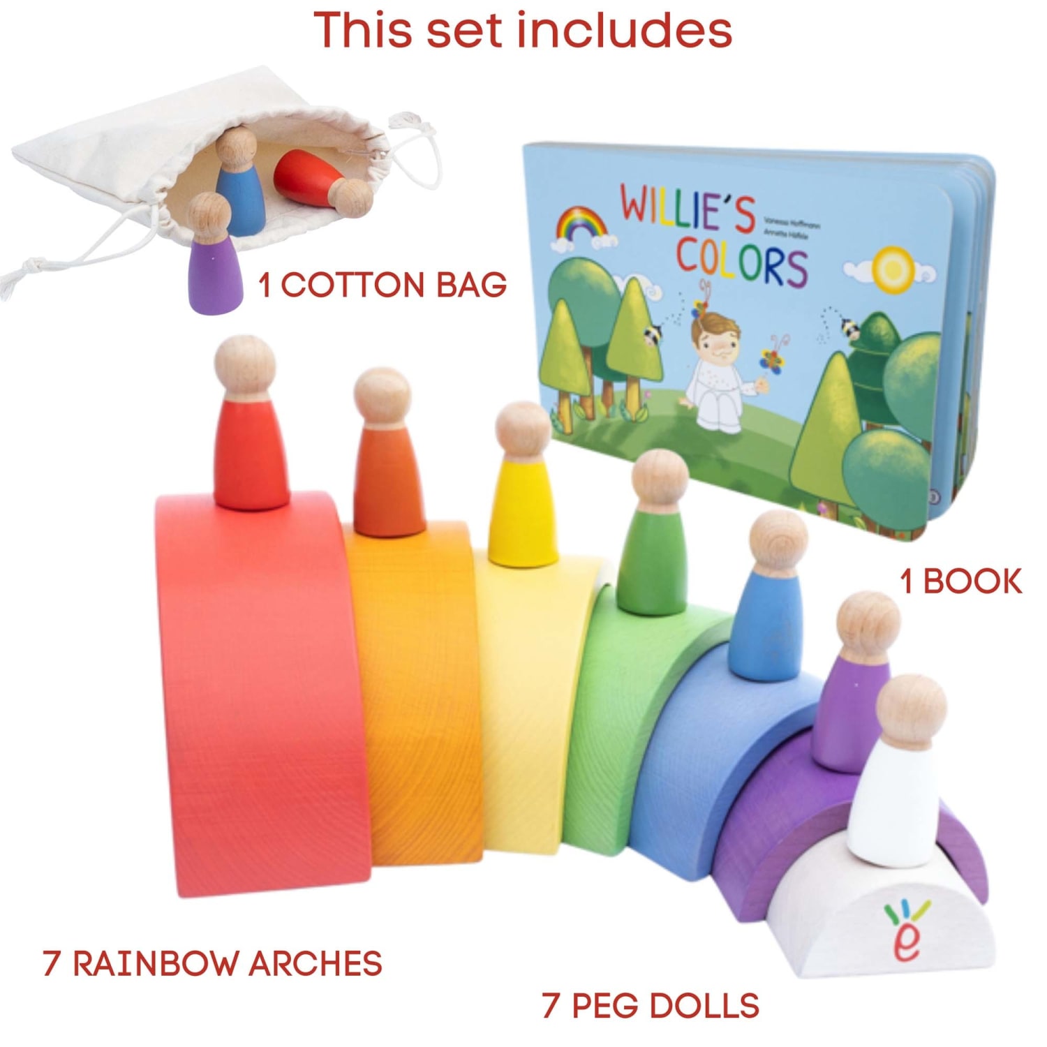 Extasticks Willies Rainbow World Wooden Arches And Peg Dolls Set With Book - Image 3