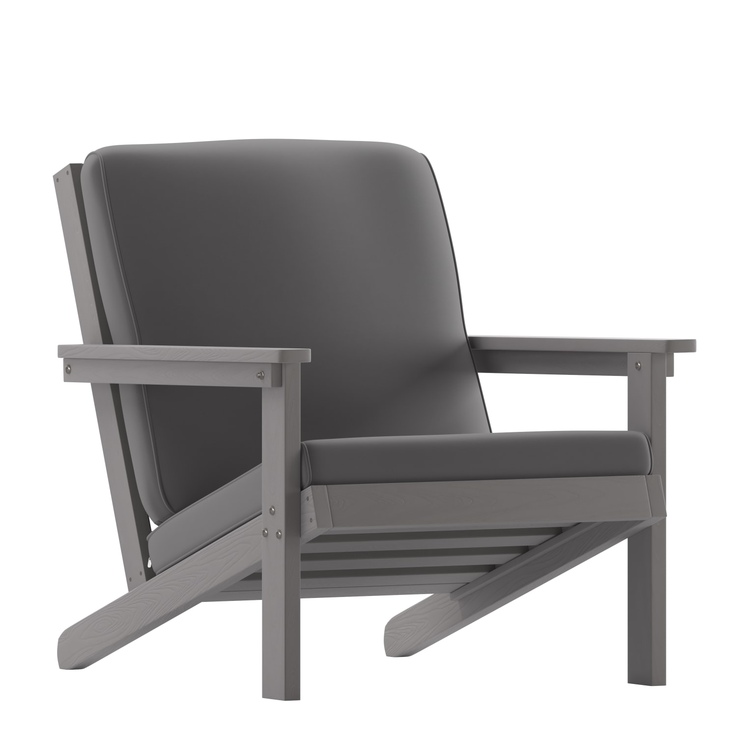 Flash Furniture Charlestown All-Weather Adirondack Club Chair with Cushions, Gray/Gray - Image 3