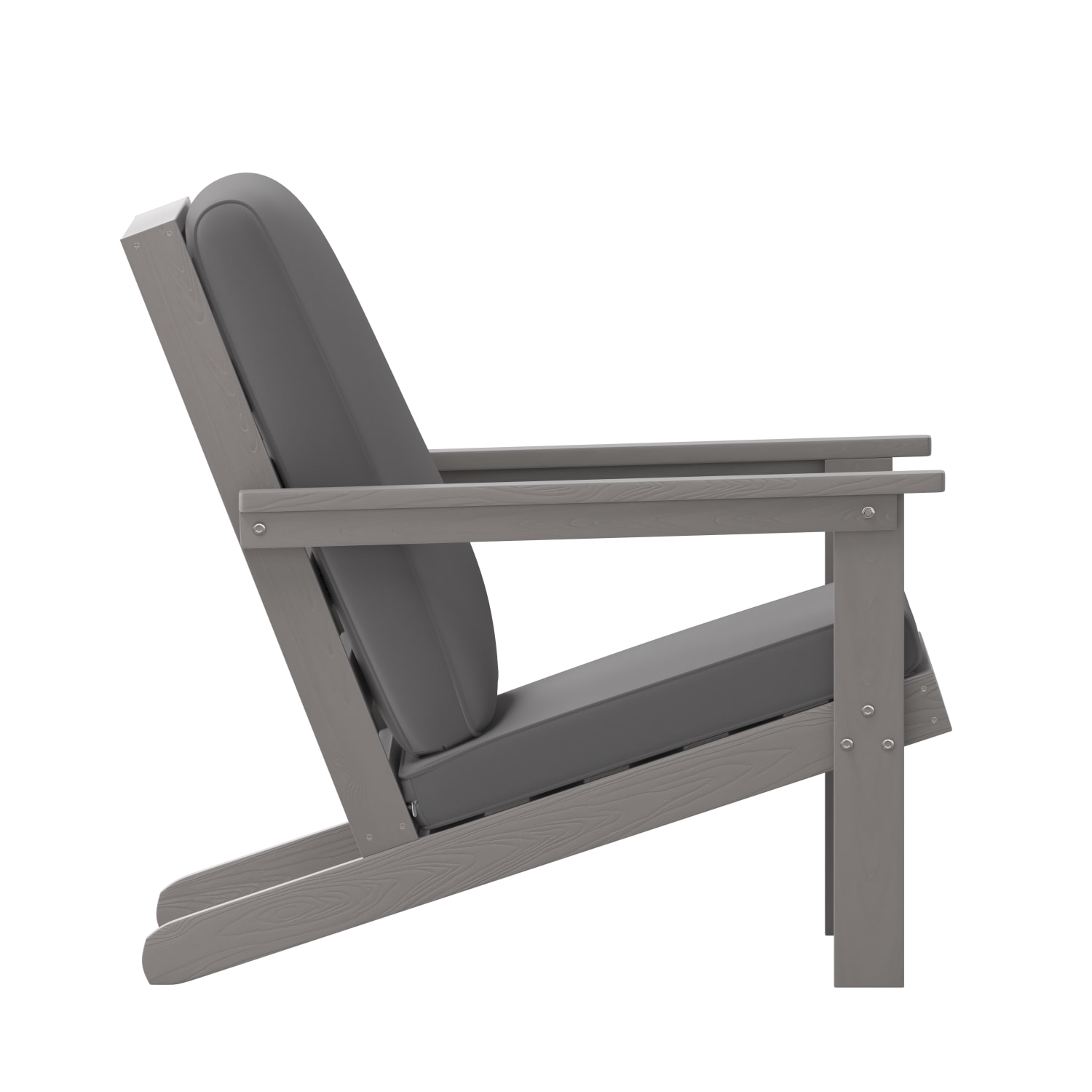 Flash Furniture Charlestown All-Weather Adirondack Club Chair with Cushions, Gray/Gray - Image 11