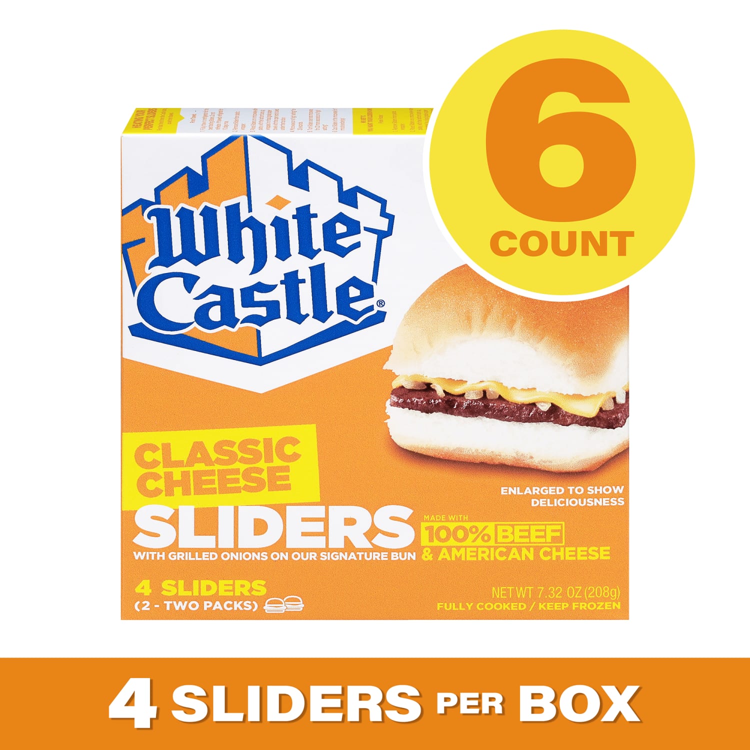 White Castle Individually Wrapped Cheeseburger Sliders, 7.32 Oz, 4 Sliders Per Pack, Box Of 6 Packs - Image 3