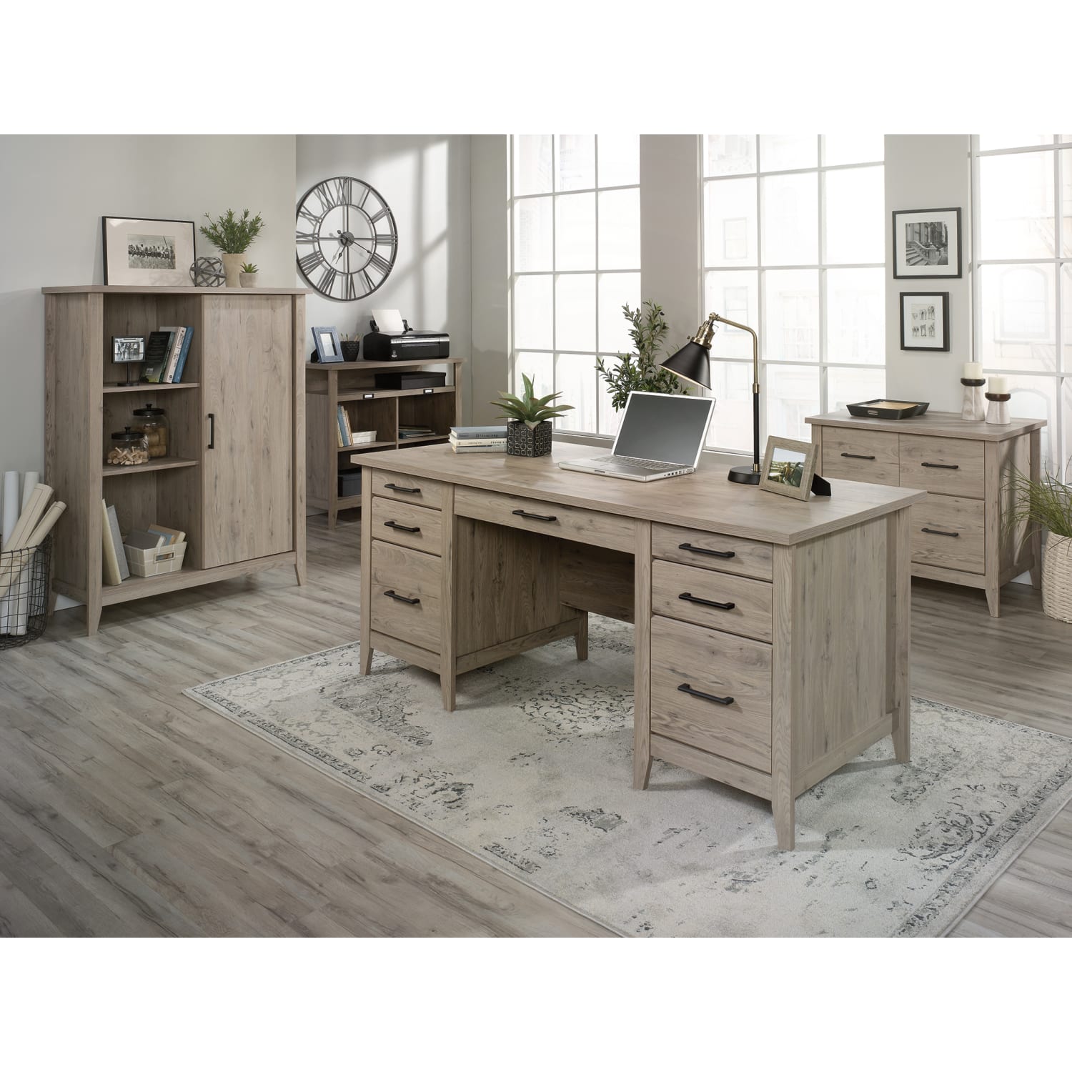 Sauder Summit Station 52inH Bookcase With Sliding Door, Laurel Oak - Image 5