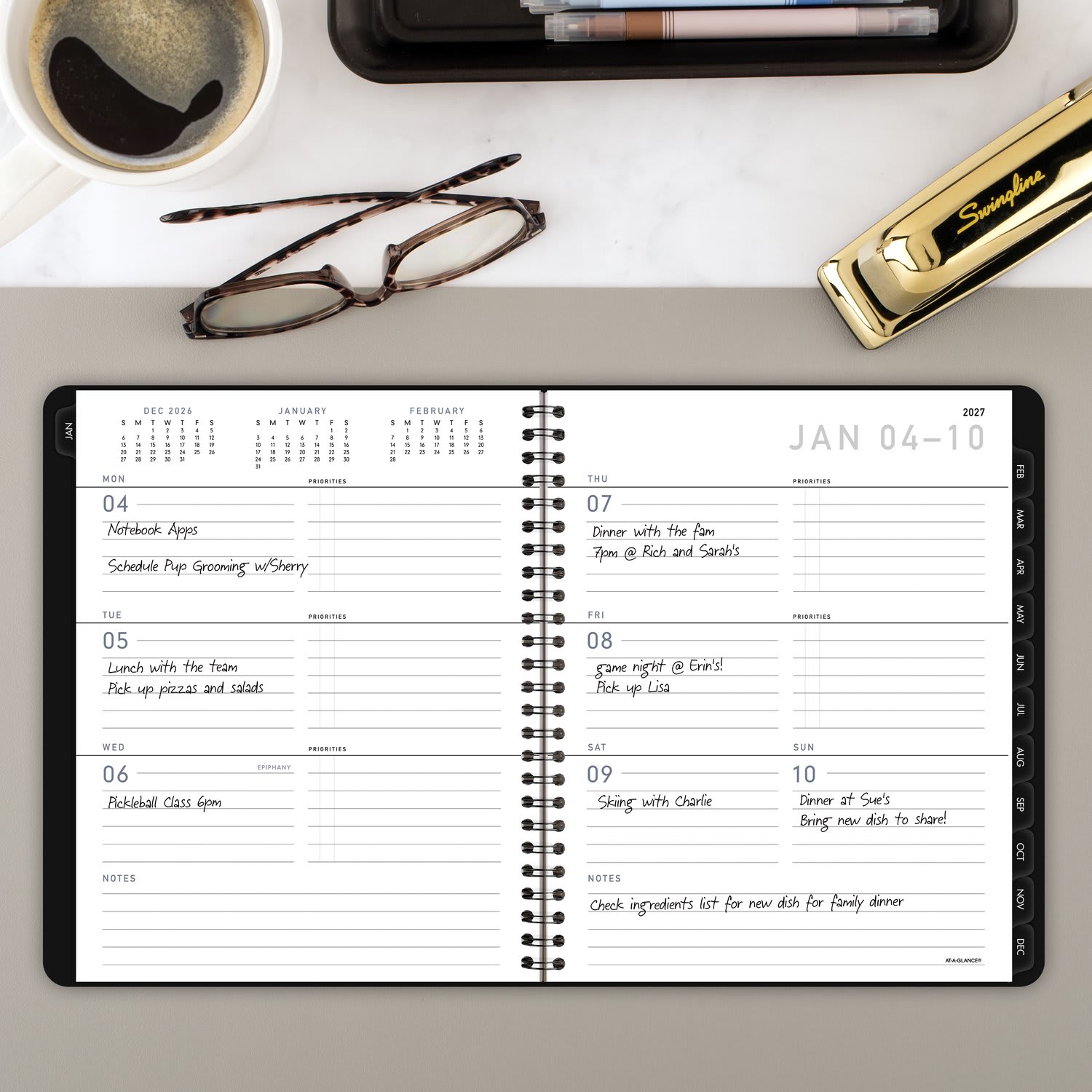 AT-A-GLANCE Contemporary Lite 2027 Weekly Monthly Planner, Black, Medium, 7in x 8 3/4in - Image 3